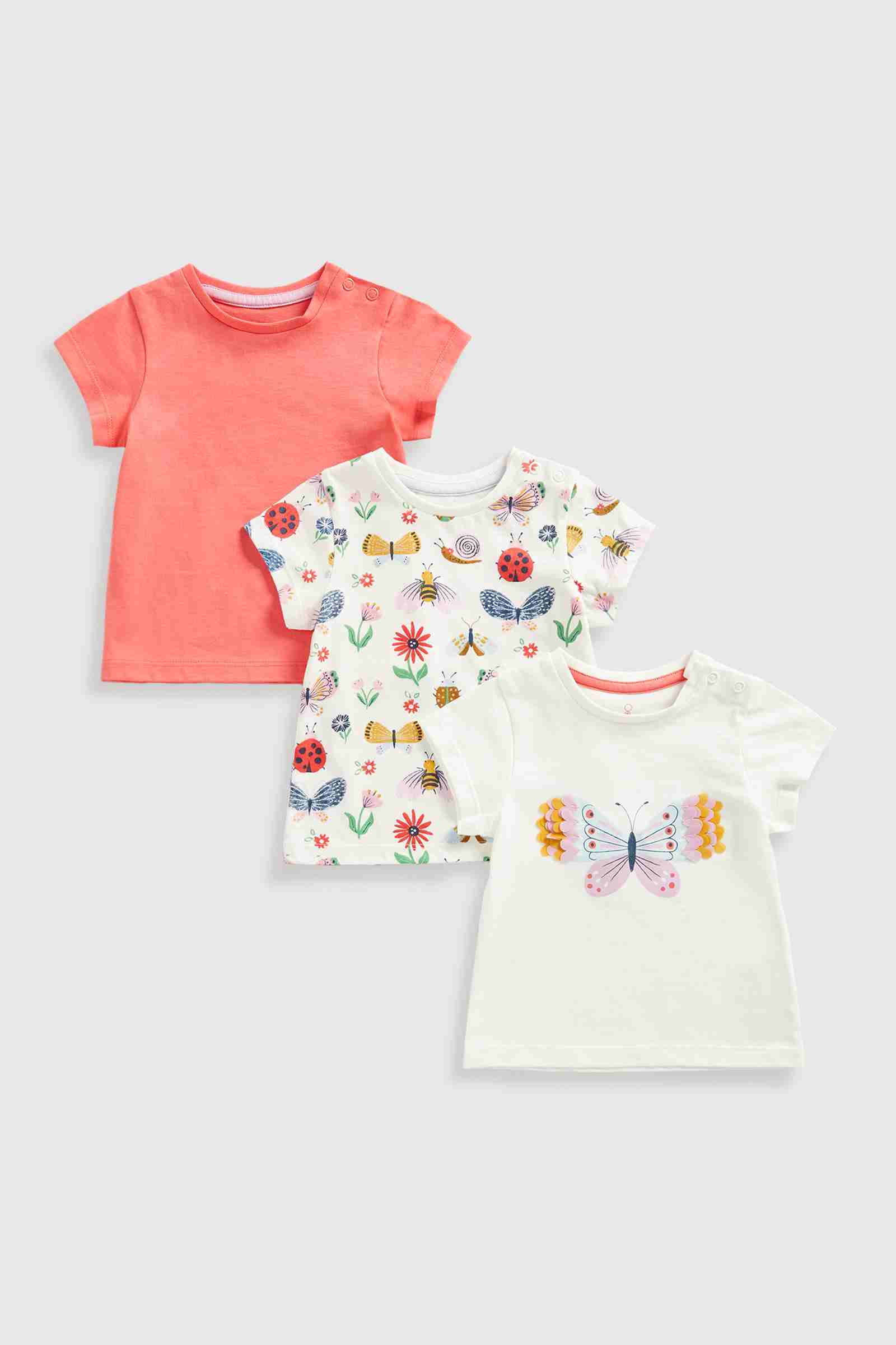 Mothercare Girls Half Sleeves T-Shirt - Pack of 3 - Pink