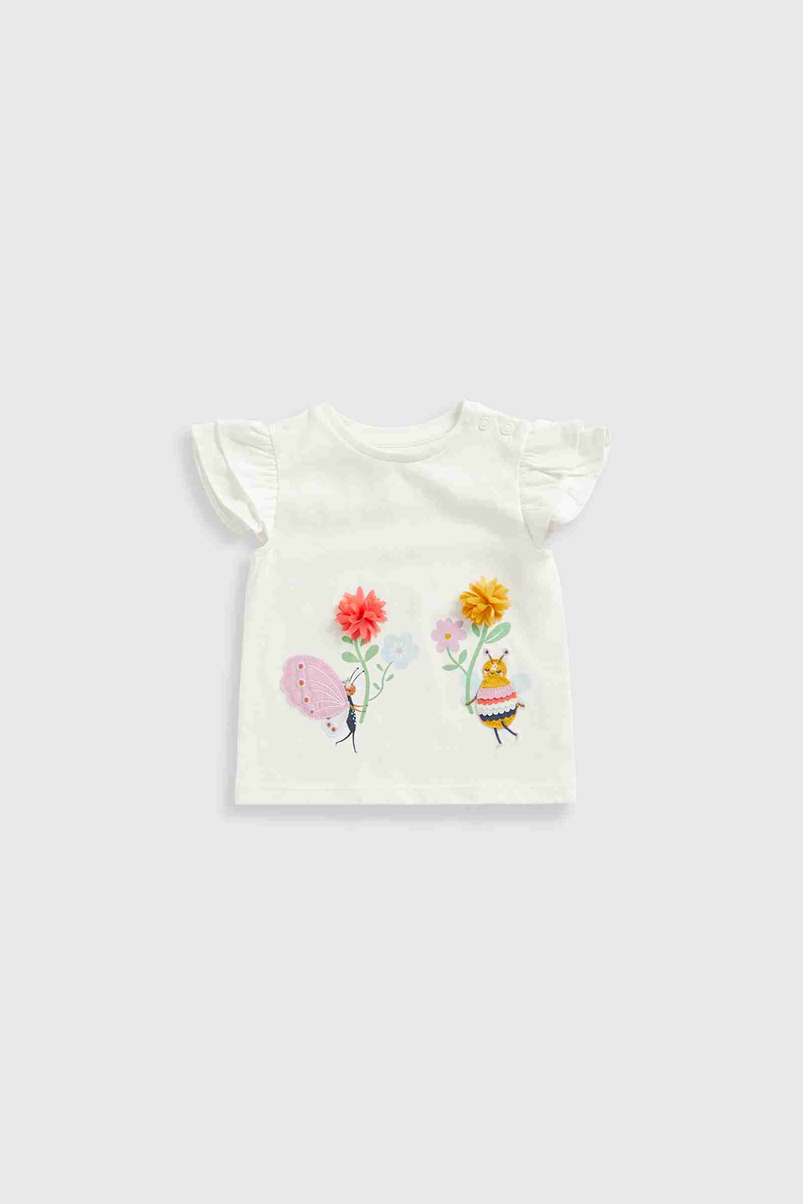 Mothercare Girls Half Sleeves T-Shirt - White