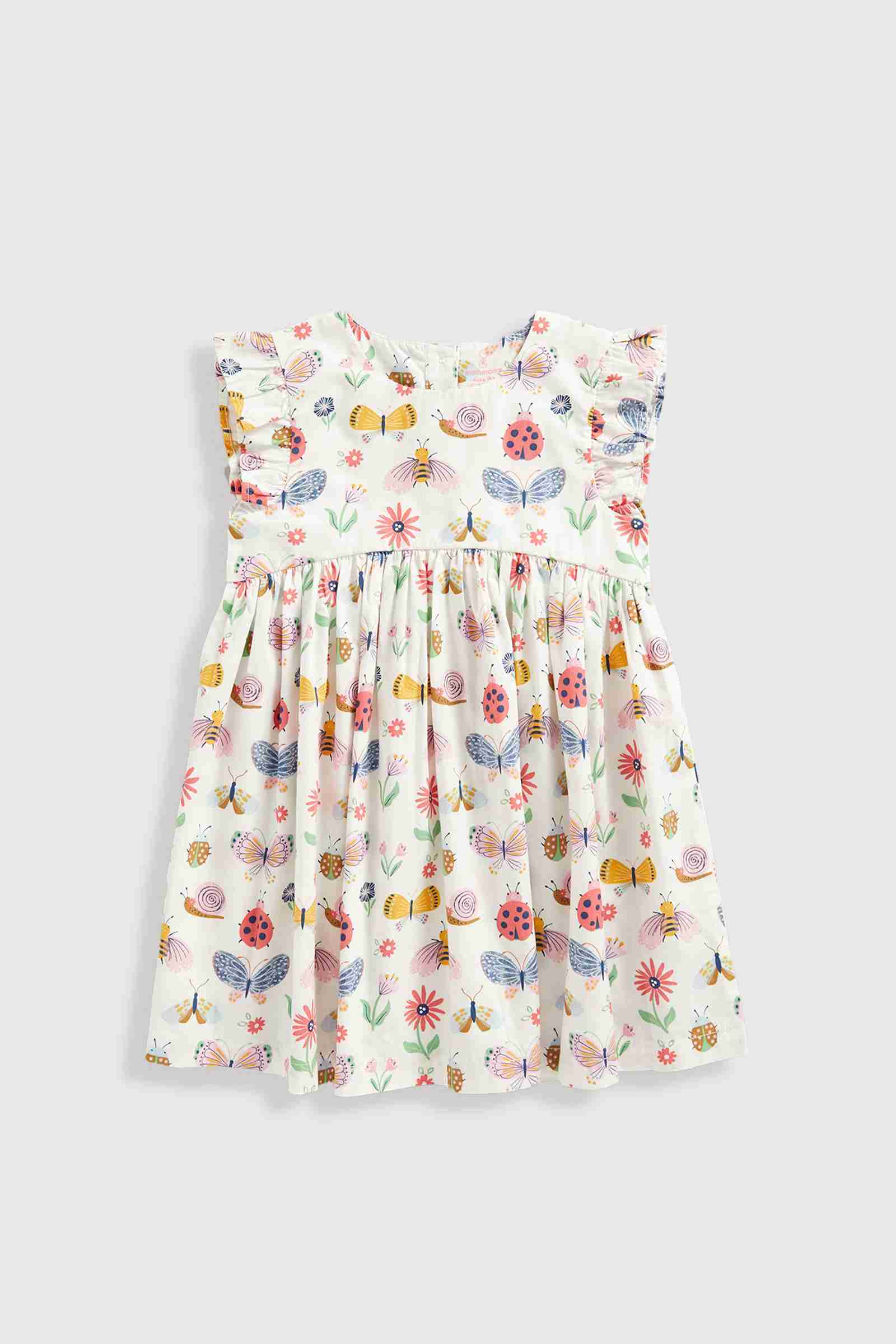 Mothercare Girls Half Sleeves Dress and Knicker - White