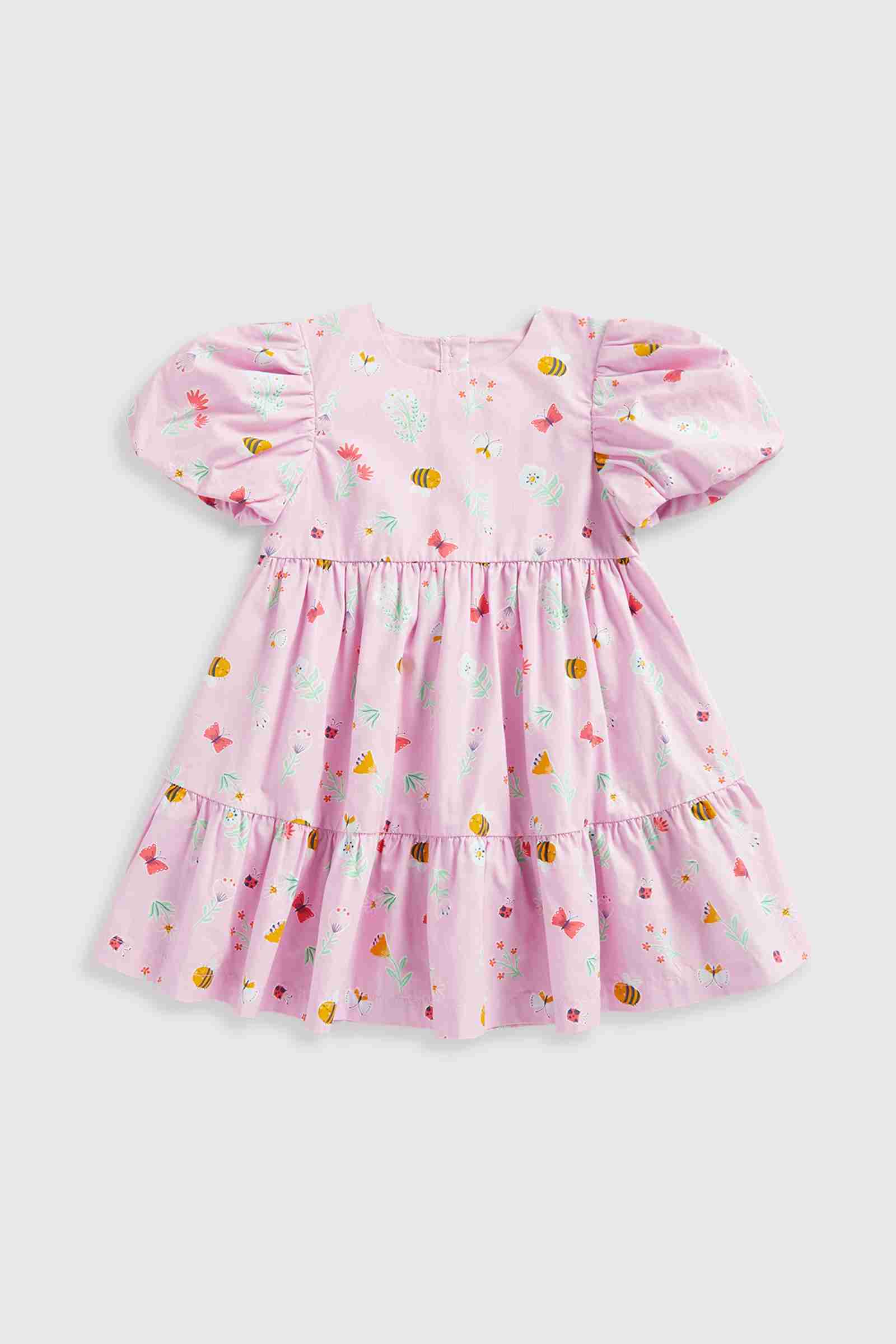 Mothercare Girls Half Sleeves Dress and Knicker - Pink