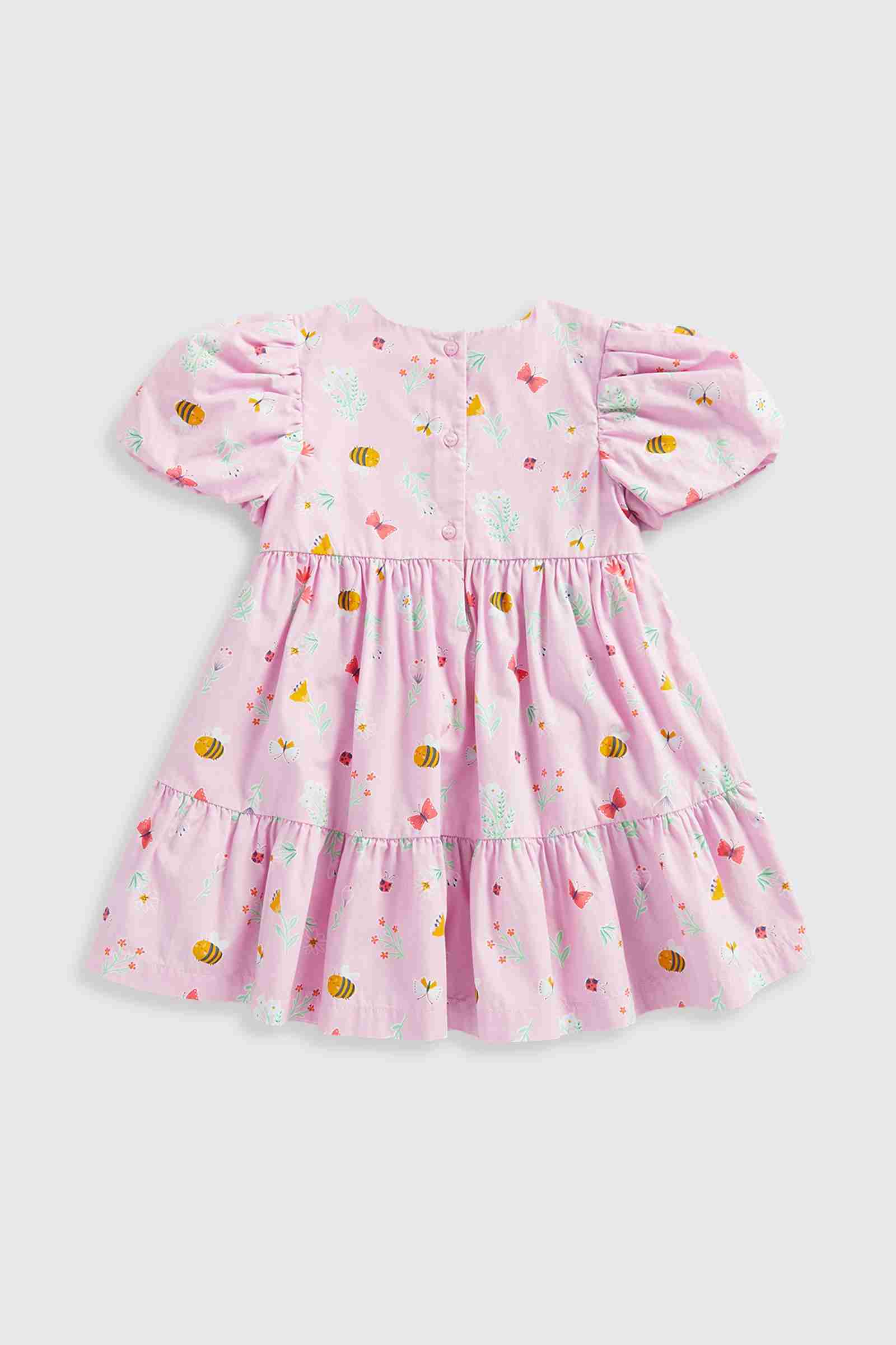Mothercare Girls Half Sleeves Dress and Knicker - Pink