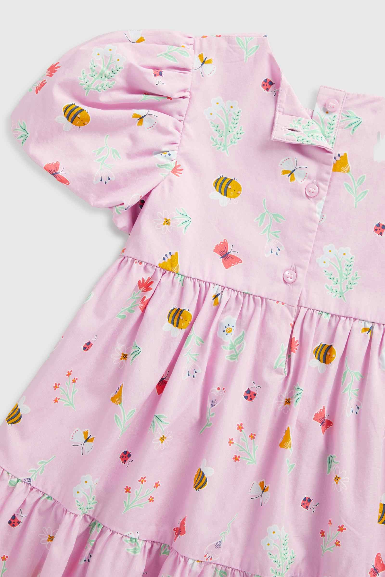 Mothercare Girls Half Sleeves Dress and Knicker - Pink