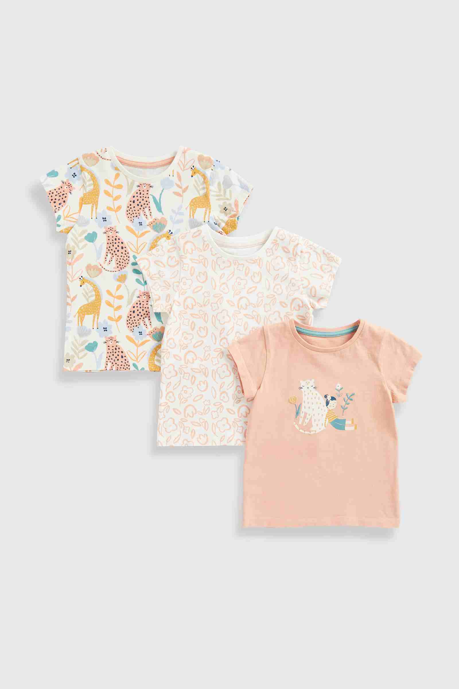 Mothercare Girls Half Sleeves T-Shirt - Pack of 3 - Pink