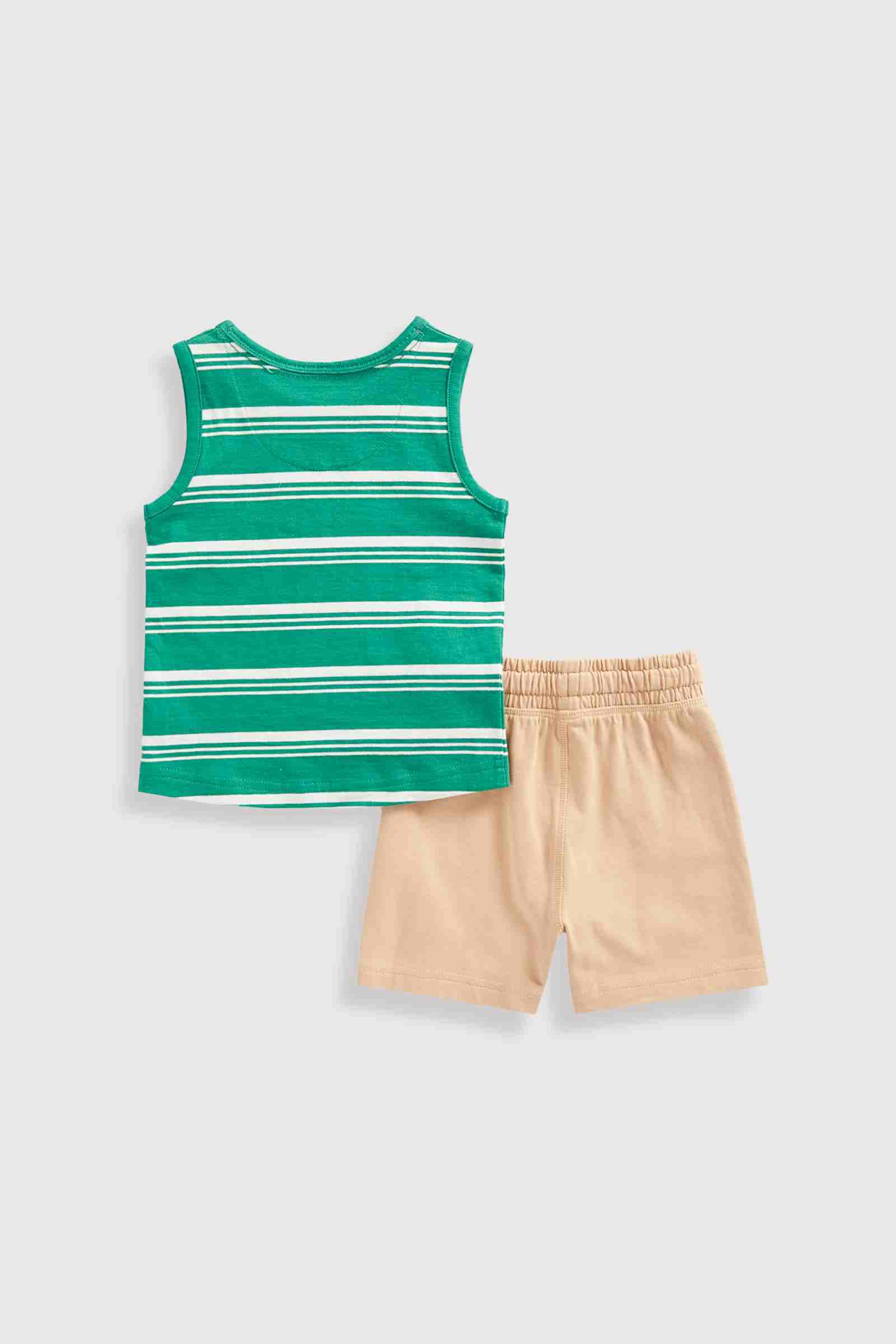 Mothercare Boys 100% Cotton Half Sleeves Shorts and T-Shirt - Green