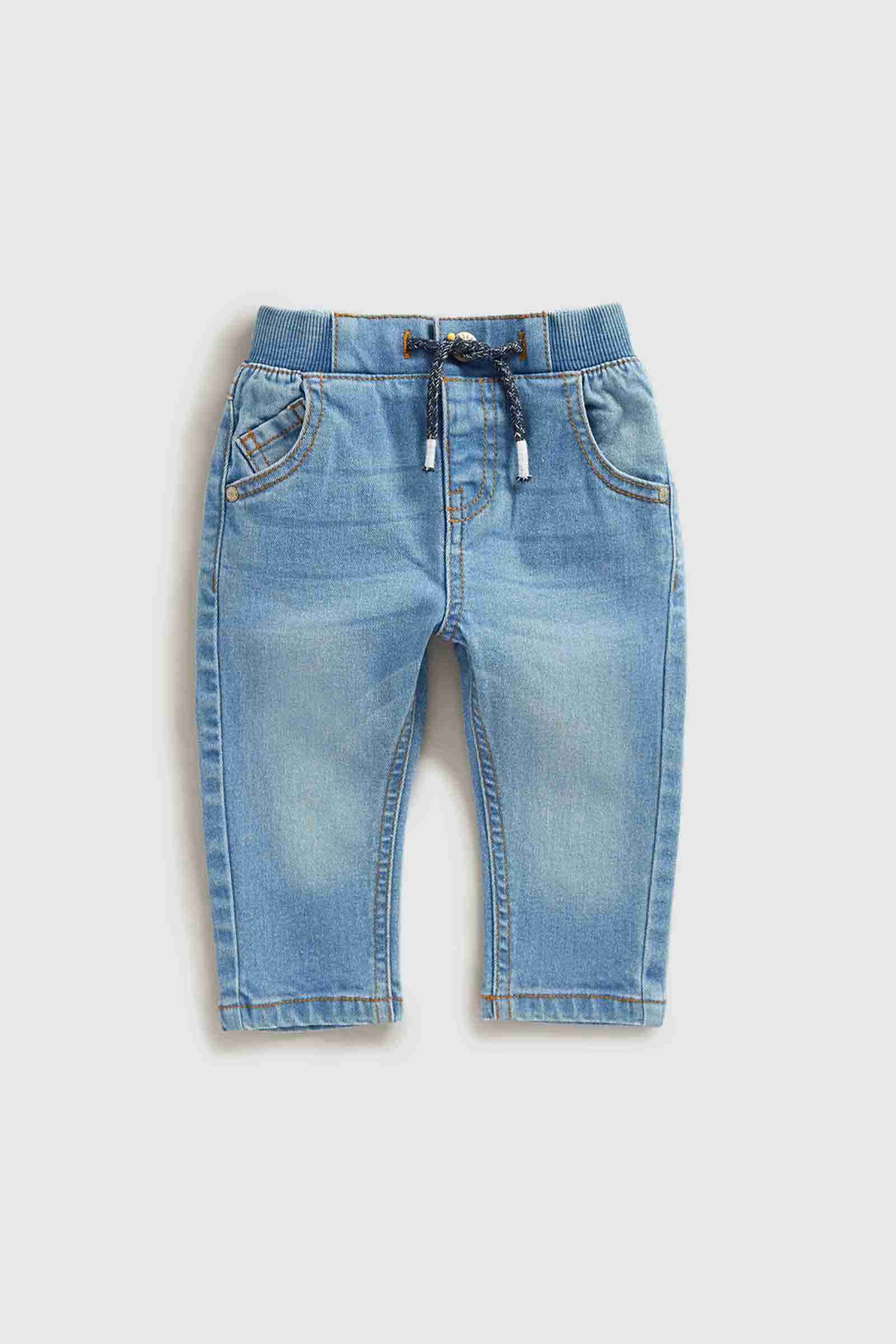 Mothercare Boys Ribbed Waistband Jeans - Blue