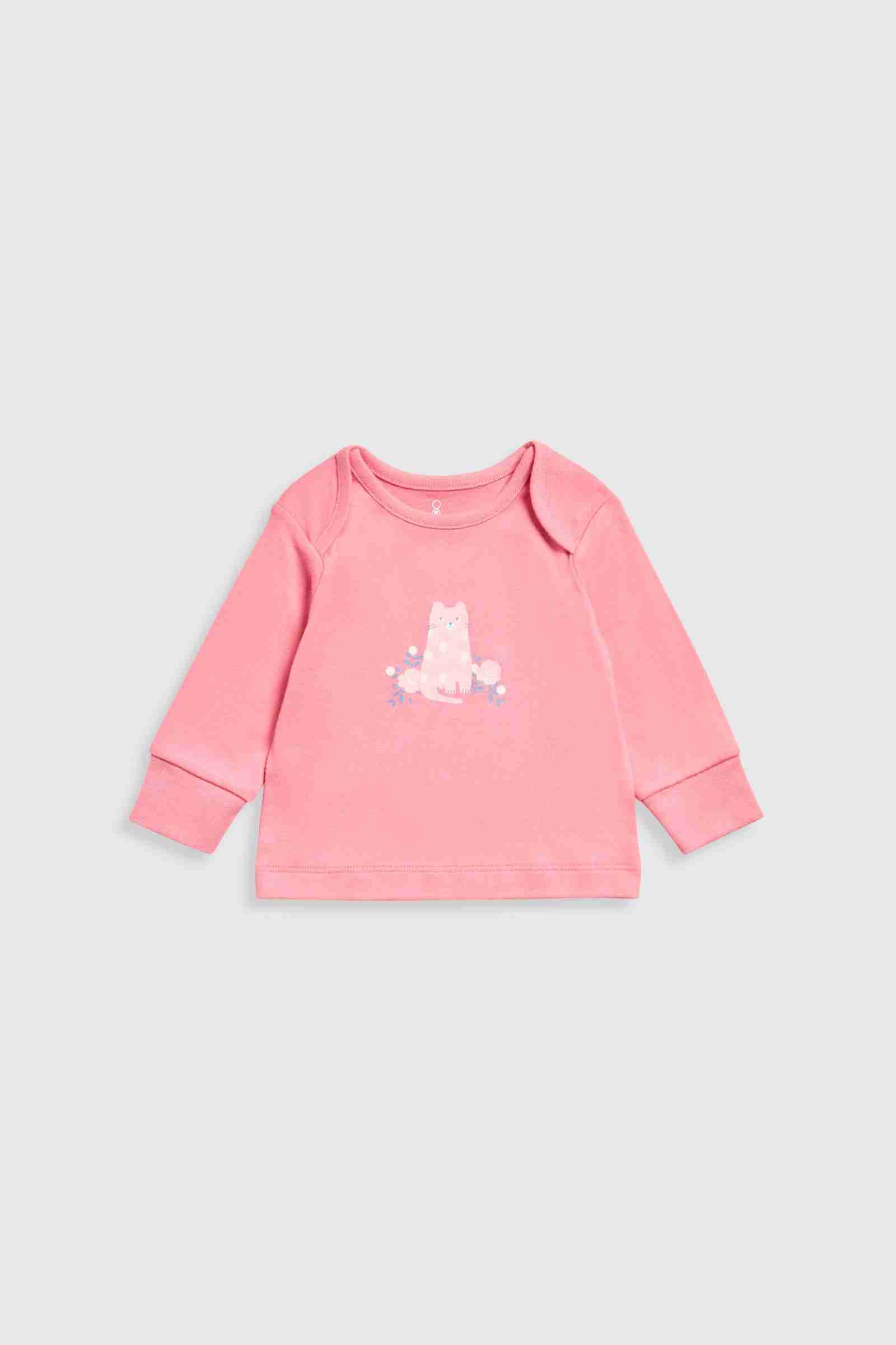 Mothercare Essentials Girls Ditsy Long Sleeves 4 - Piece Pyjama Set - Pink