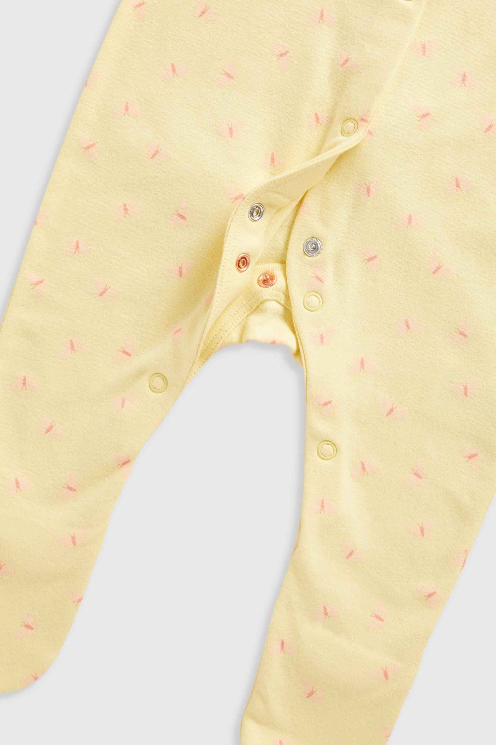 Mothercare Essentials Girls Floral Garden 100% Cotton Long Sleeves Sleepsuits - Pack of 3 - Pink
