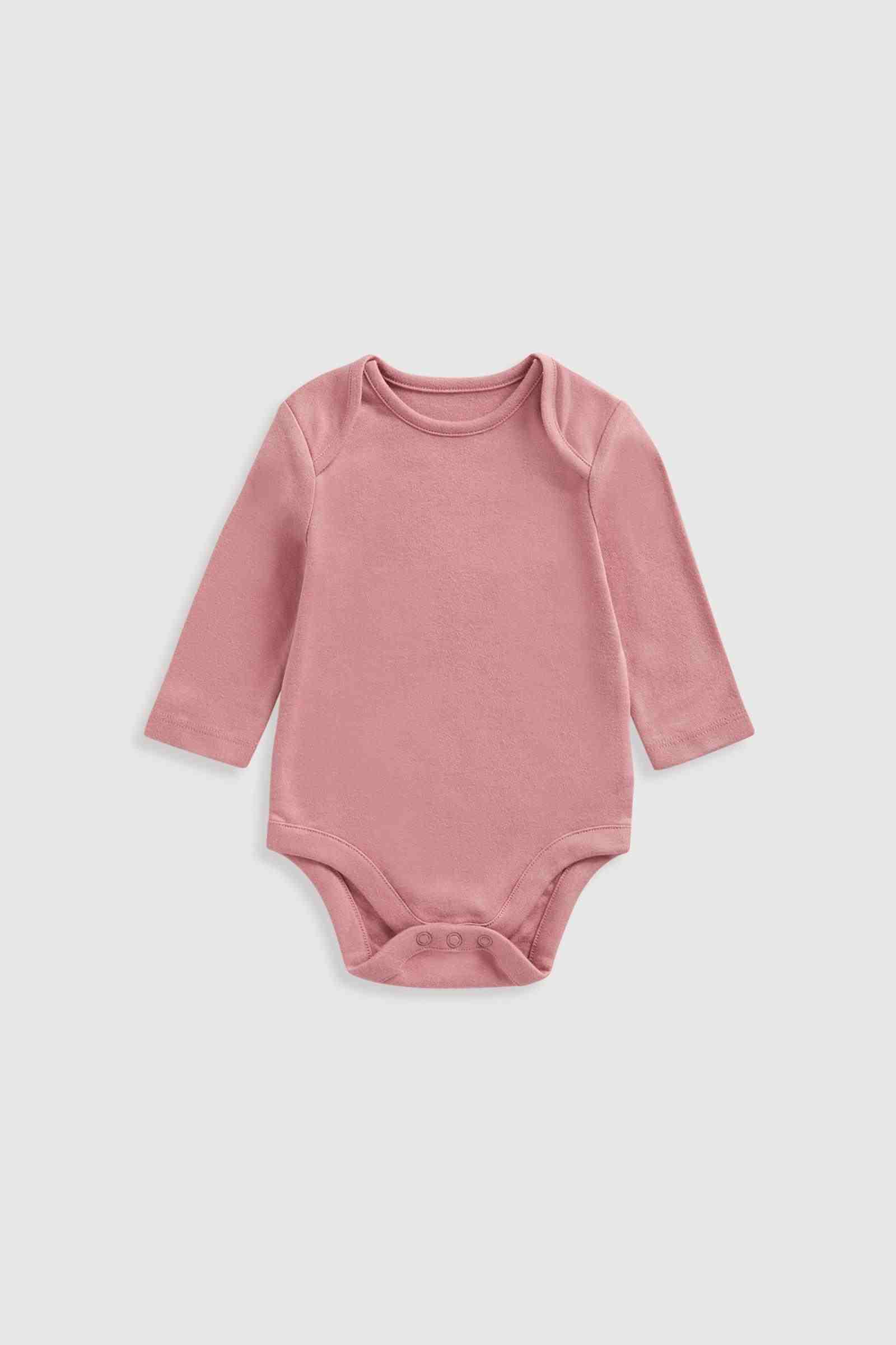 Mothercare Essentials Girls My First Long Sleeves Bodysuits - Pack of 5 - Pink