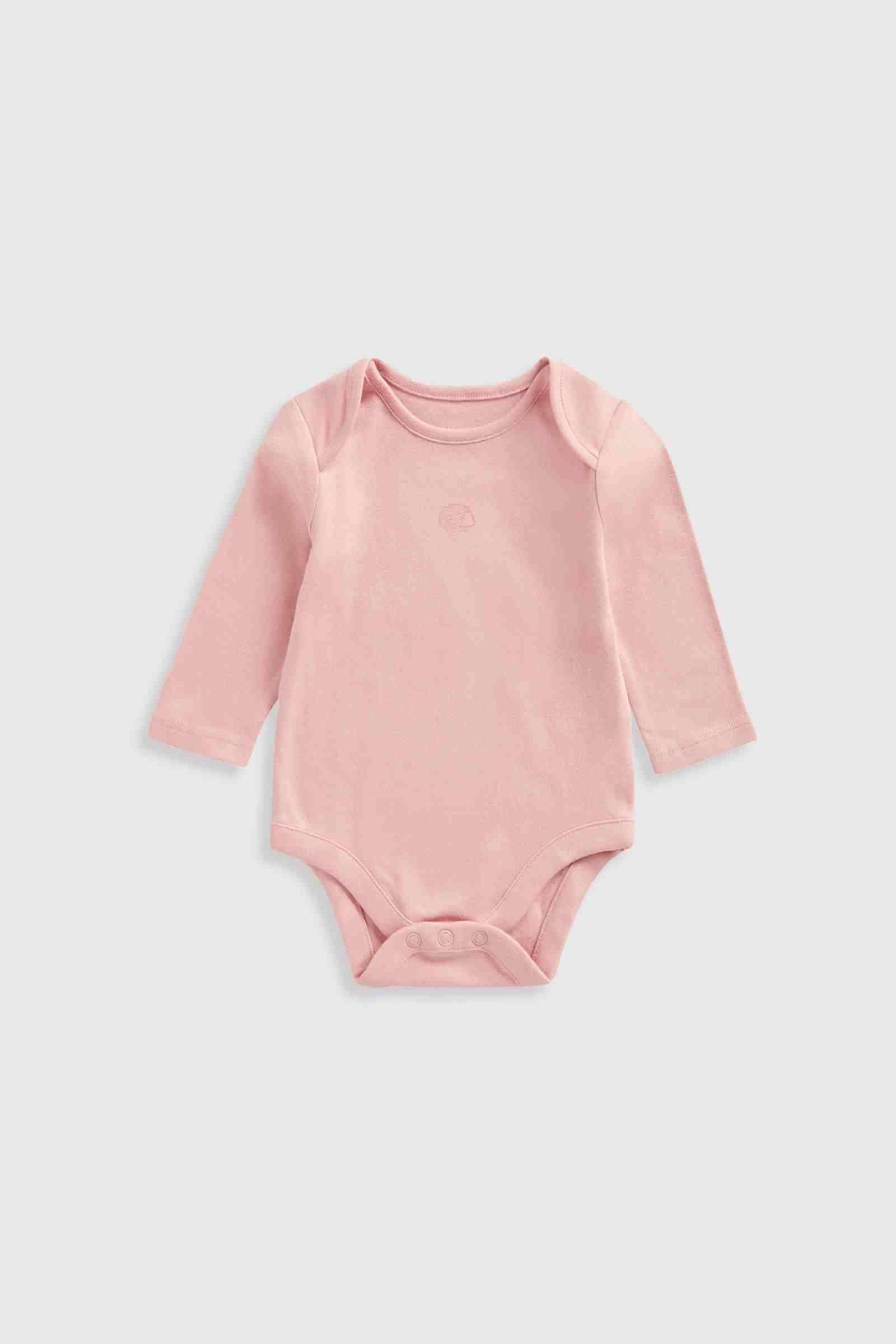 Mothercare Essentials Girls My First Long Sleeves Bodysuits - Pack of 5 - Pink