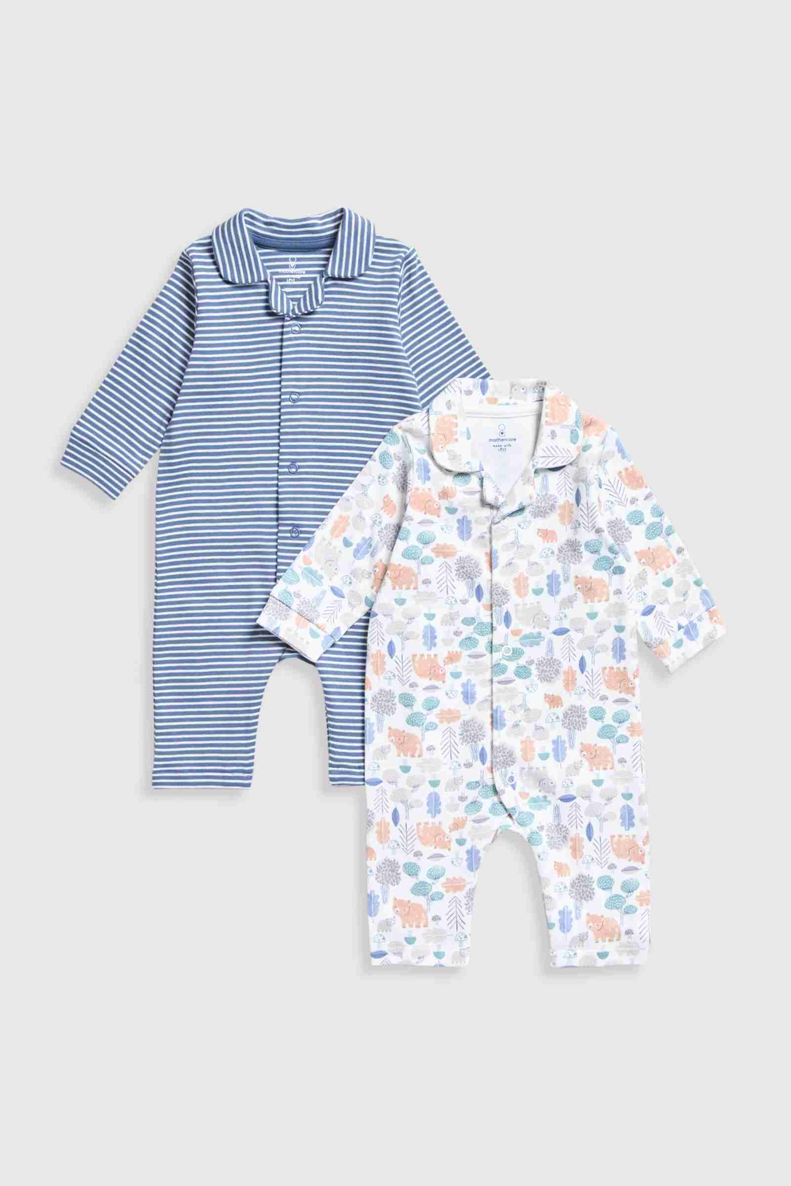 Mothercare Essentials Boys Bear 100% Cotton Long Sleeves 4 - Piece Pyjama Set - White
