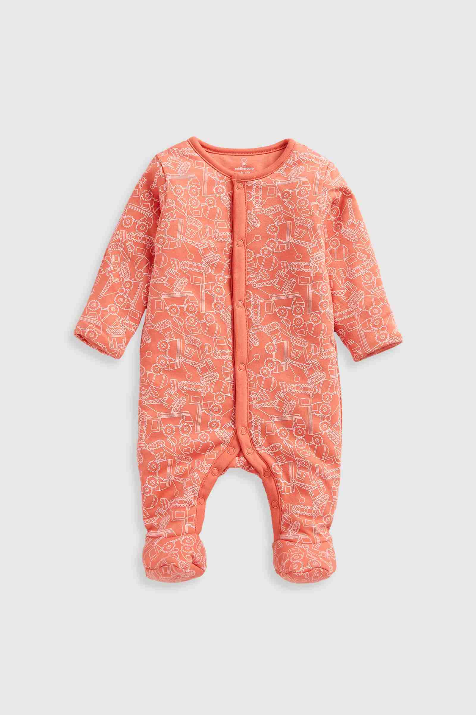 Mothercare Essentials Boys Vehicles Long Sleeves Walk in Sleeper 2.5 Tog - Orange