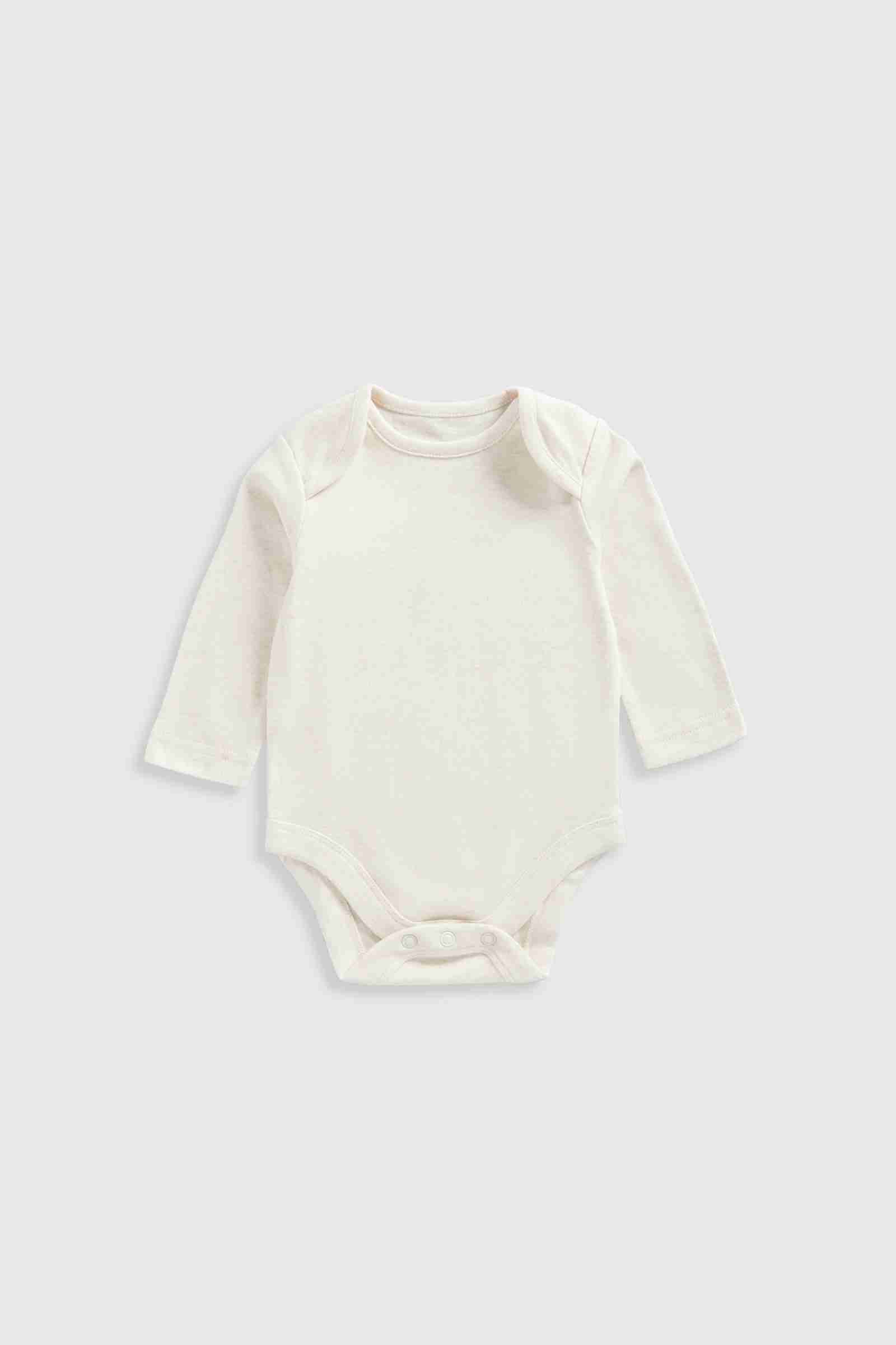 Mothercare Essentials Unisex Woodland 100% Cotton Long - Sleeves Bodysuits - Pack of 5 - Cream