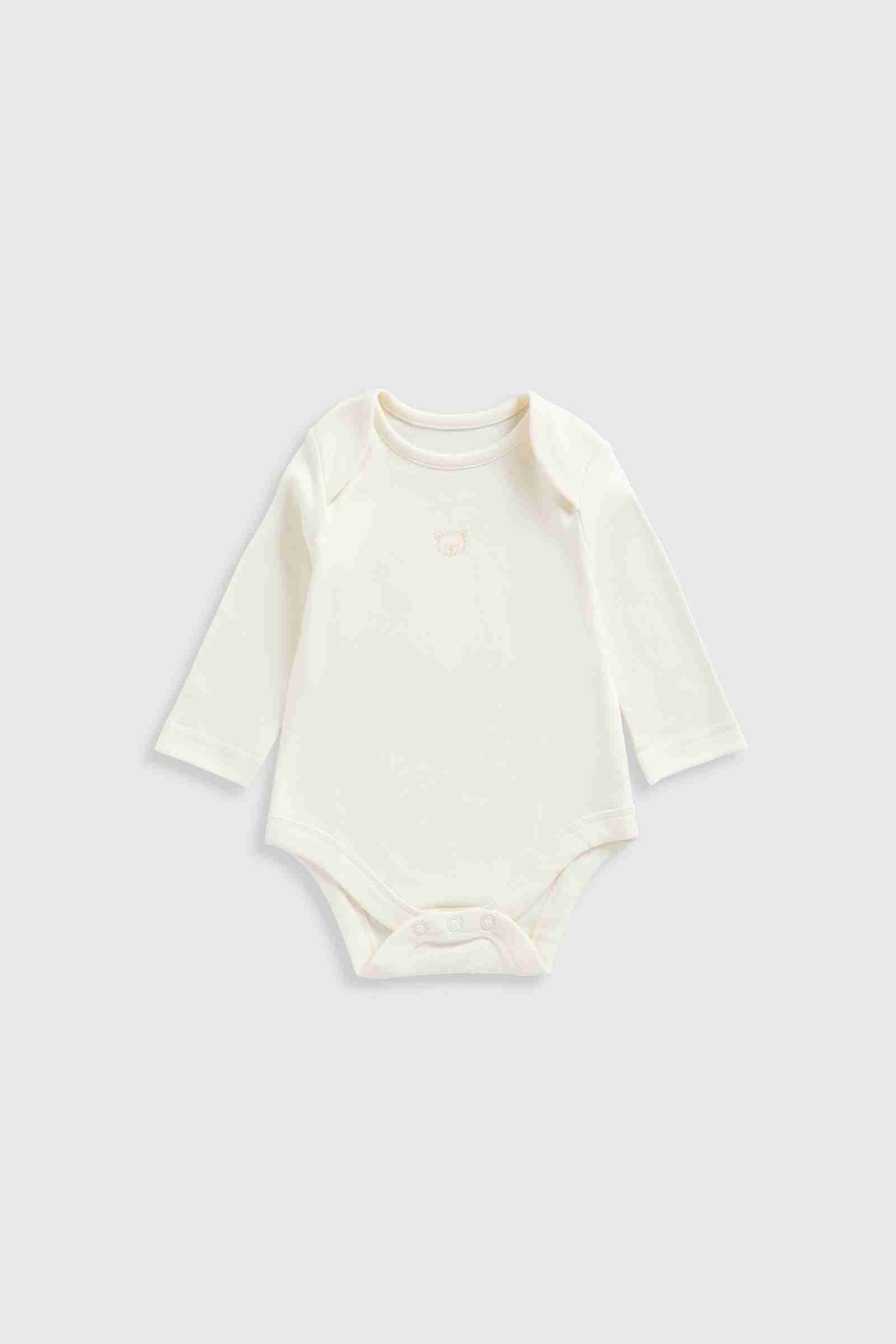 Mothercare Essentials Unisex Woodland 100% Cotton Long - Sleeves Bodysuits - Pack of 5 - Cream