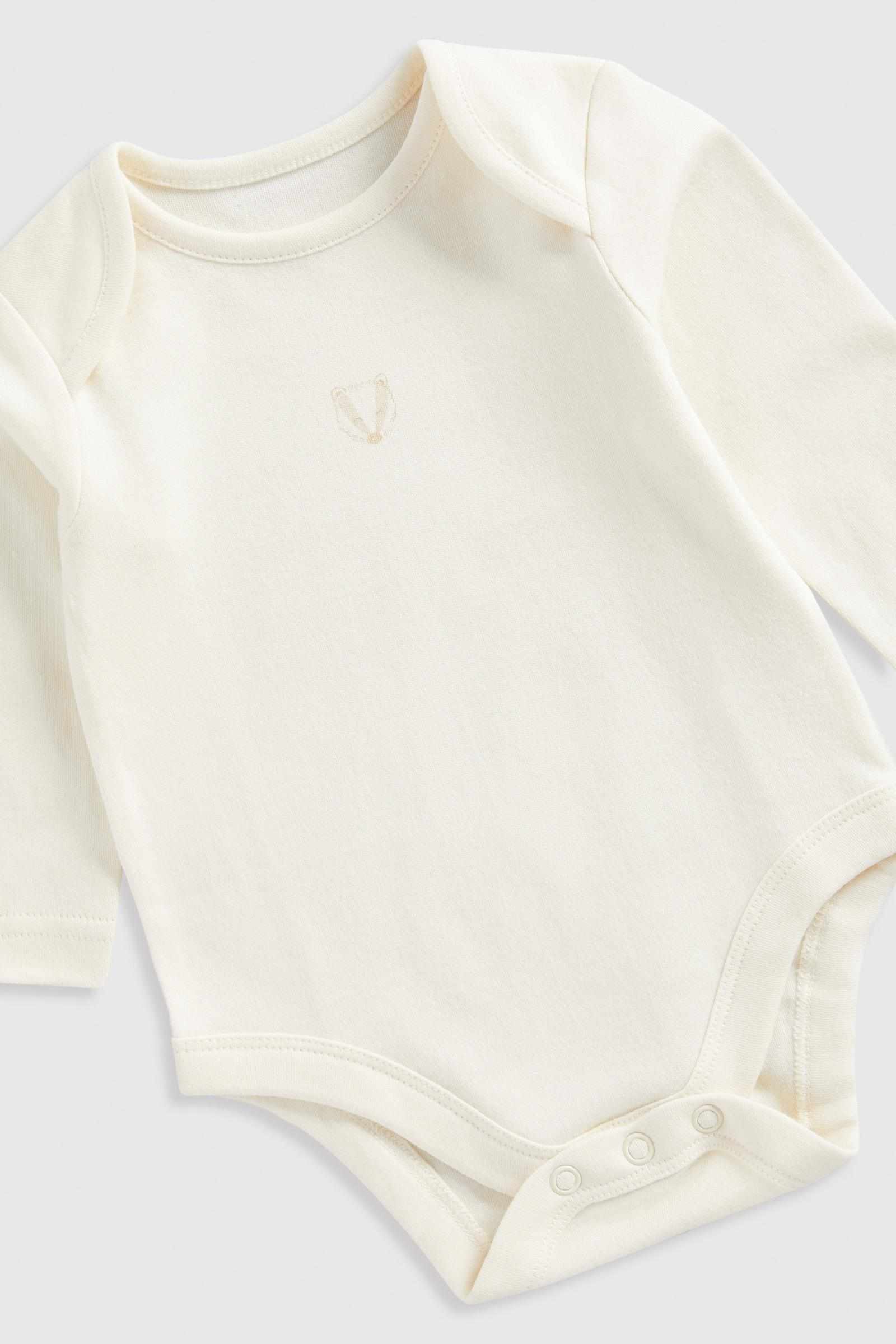 Mothercare Essentials Unisex Woodland 100% Cotton Long - Sleeves Bodysuits - Pack of 5 - Cream