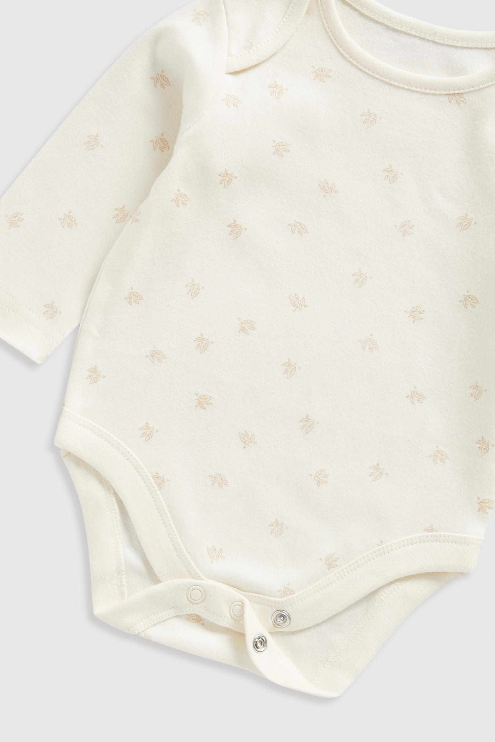 Mothercare Essentials Unisex Woodland 100% Cotton Long - Sleeves Bodysuits - Pack of 5 - Cream