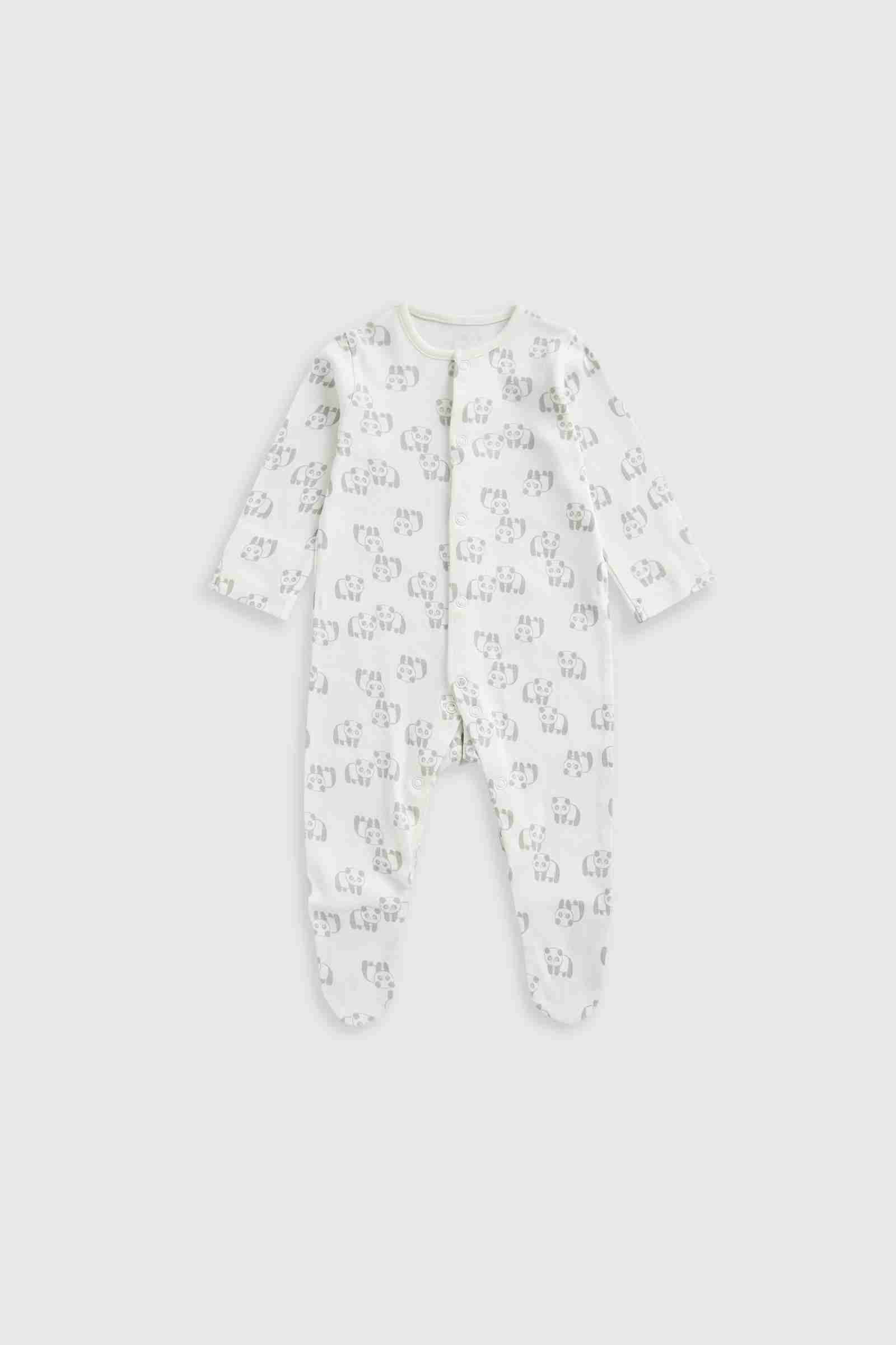 Mothercare Essentials Unisex Safari 100% Cotton Long Sleeves Baby Sleepsuits - Pack of 3 - Green