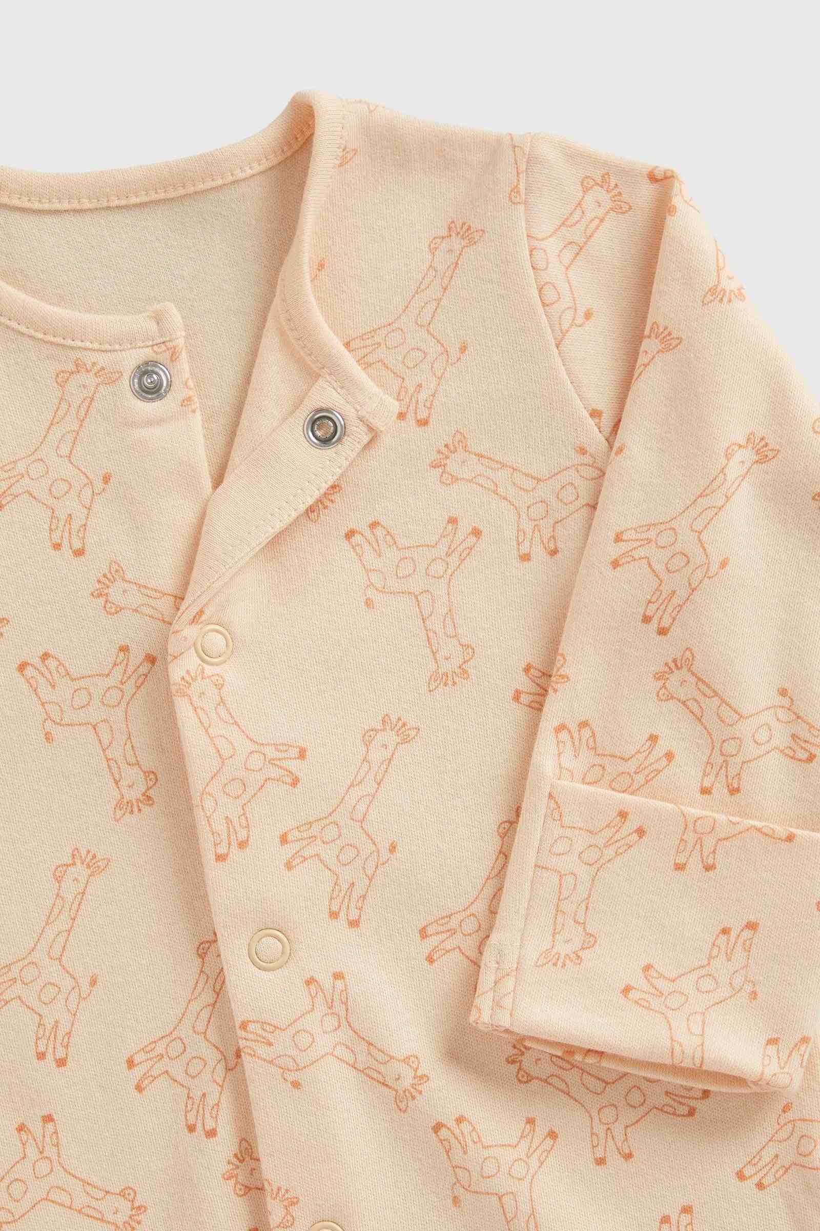 Mothercare Essentials Unisex Safari 100% Cotton Long Sleeves Baby Sleepsuits - Pack of 3 - Green