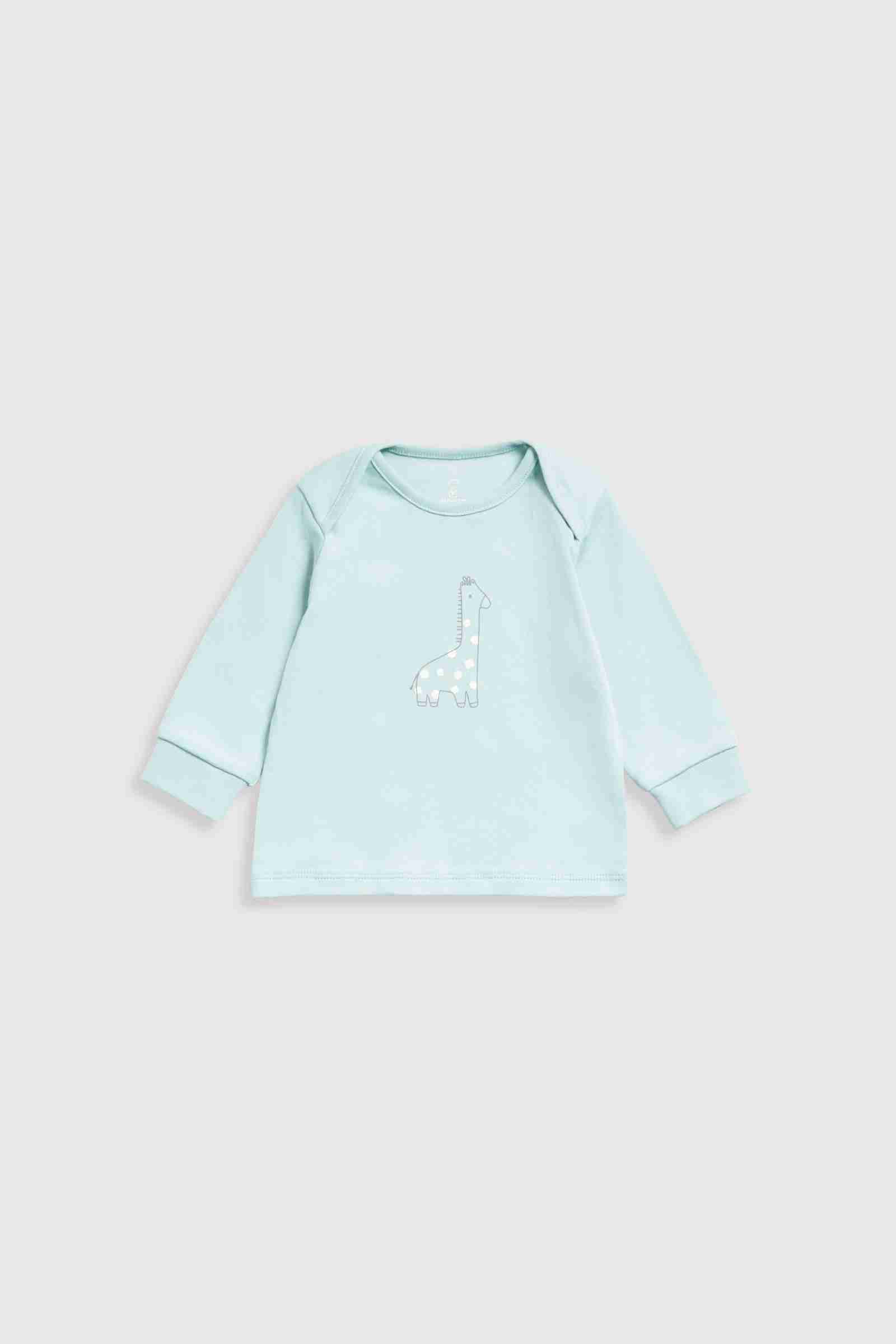 Mothercare Essentials Unisex Giraffe 100% Cotton Long Sleeves 4 - Piece Pyjama Set - Blue