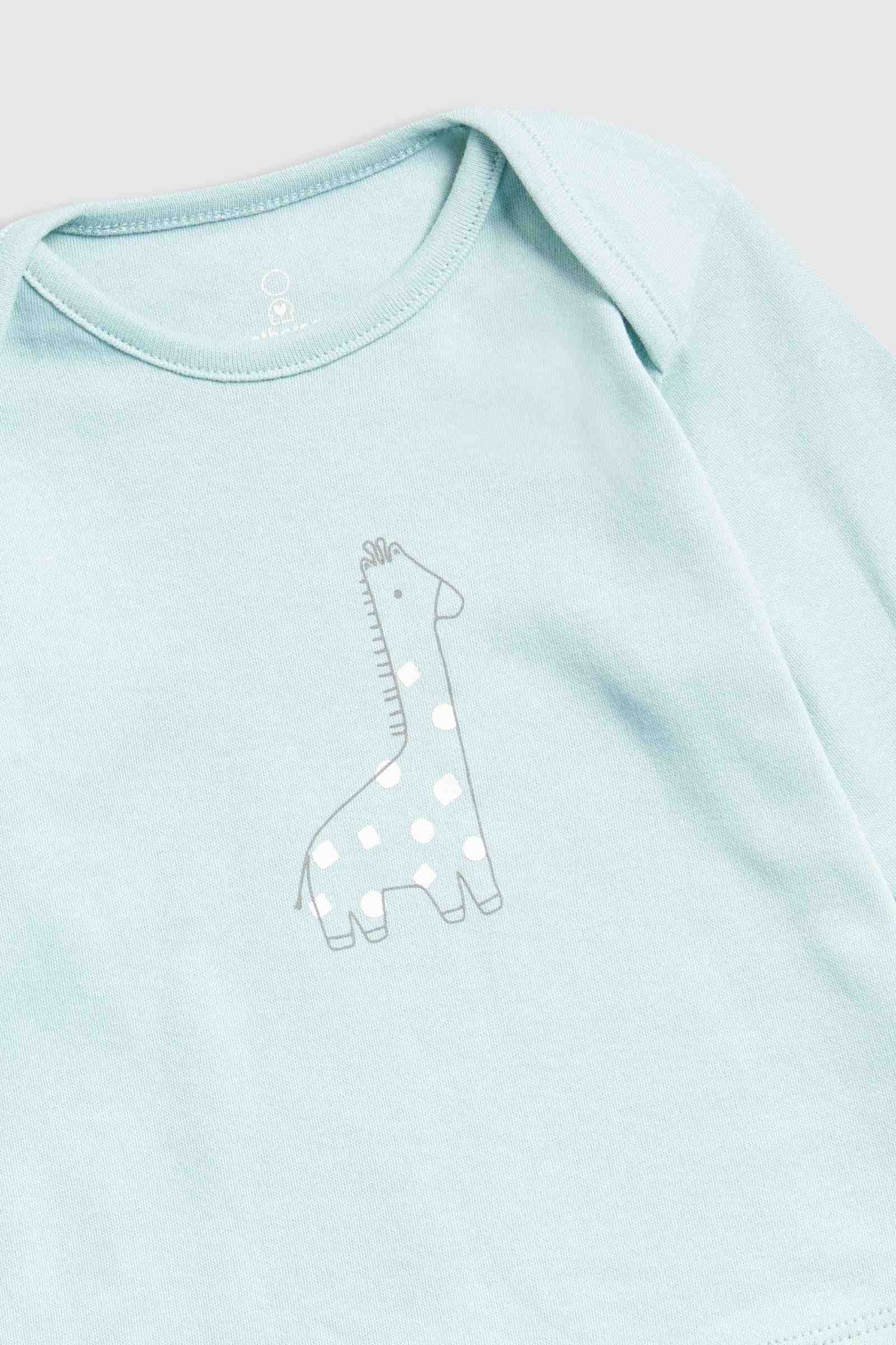 Mothercare Essentials Unisex Giraffe 100% Cotton Long Sleeves 4 - Piece Pyjama Set - Blue