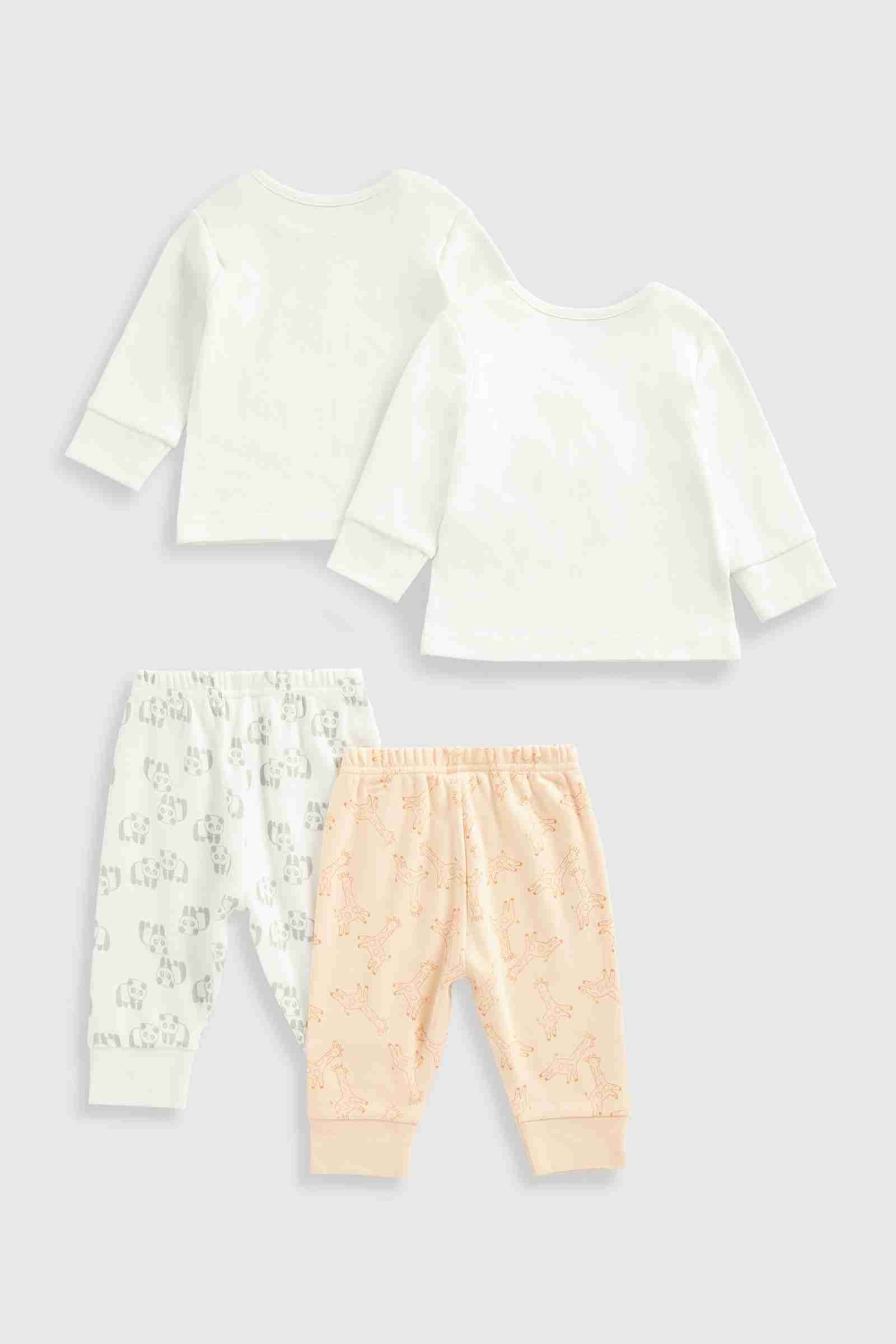 Mothercare Essentials Unisex Safari Animals 100% Cotton Long - Sleeves Baby Pyjama Set - Pack of 2 - White