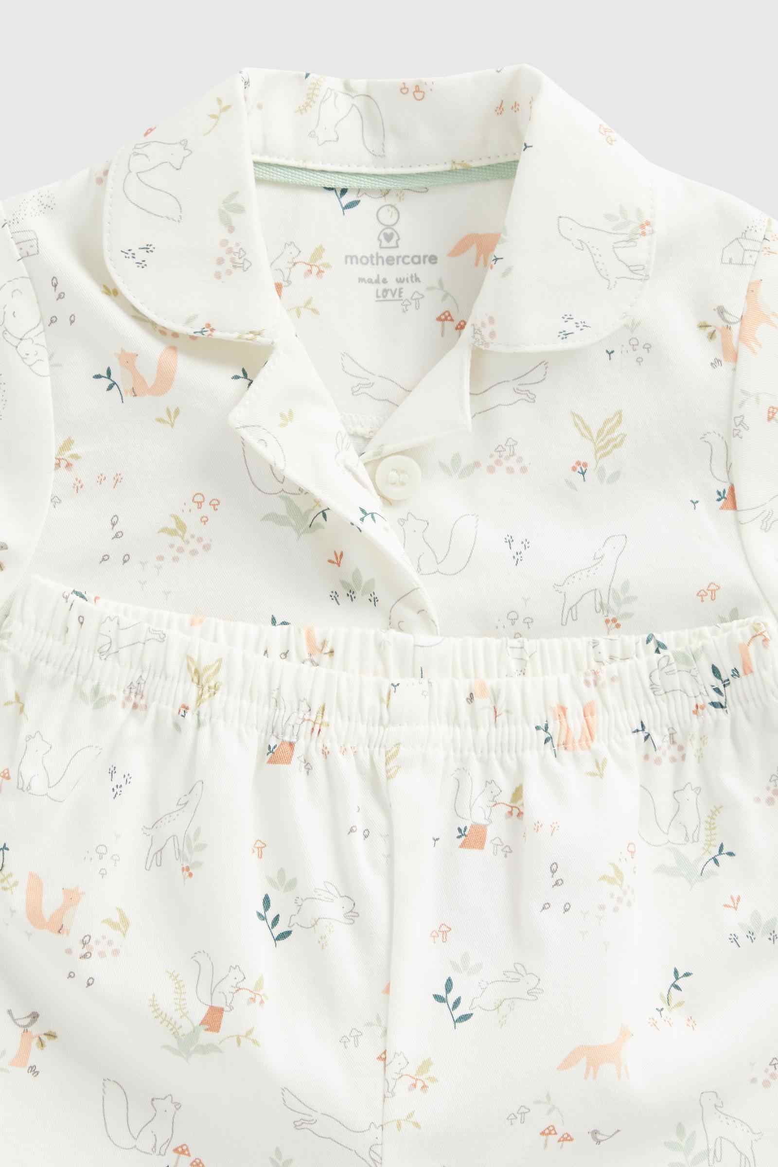 Mothercare Essentials Unisex My First Long Sleeves 100% Cotton Woven 2 - Piece Pyjamas - Cream