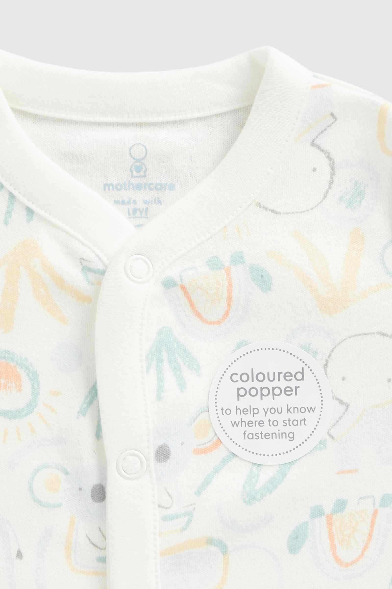 Mothercare Unisex Jungle 100% Cotton Long Sleeves All - in - One - White