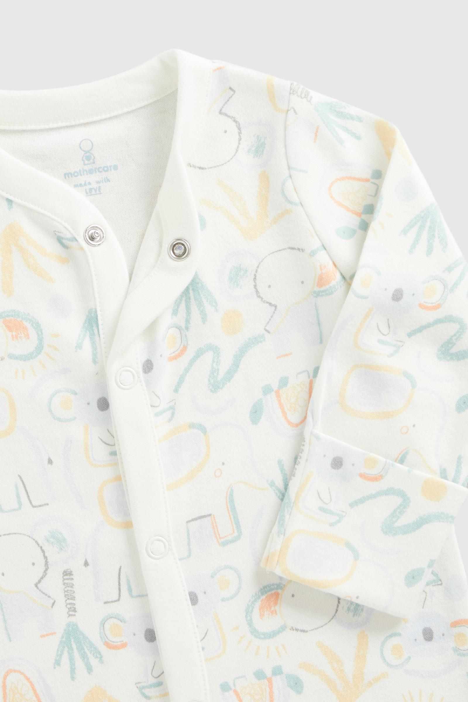 Mothercare Unisex Jungle 100% Cotton Long Sleeves All - in - One - White