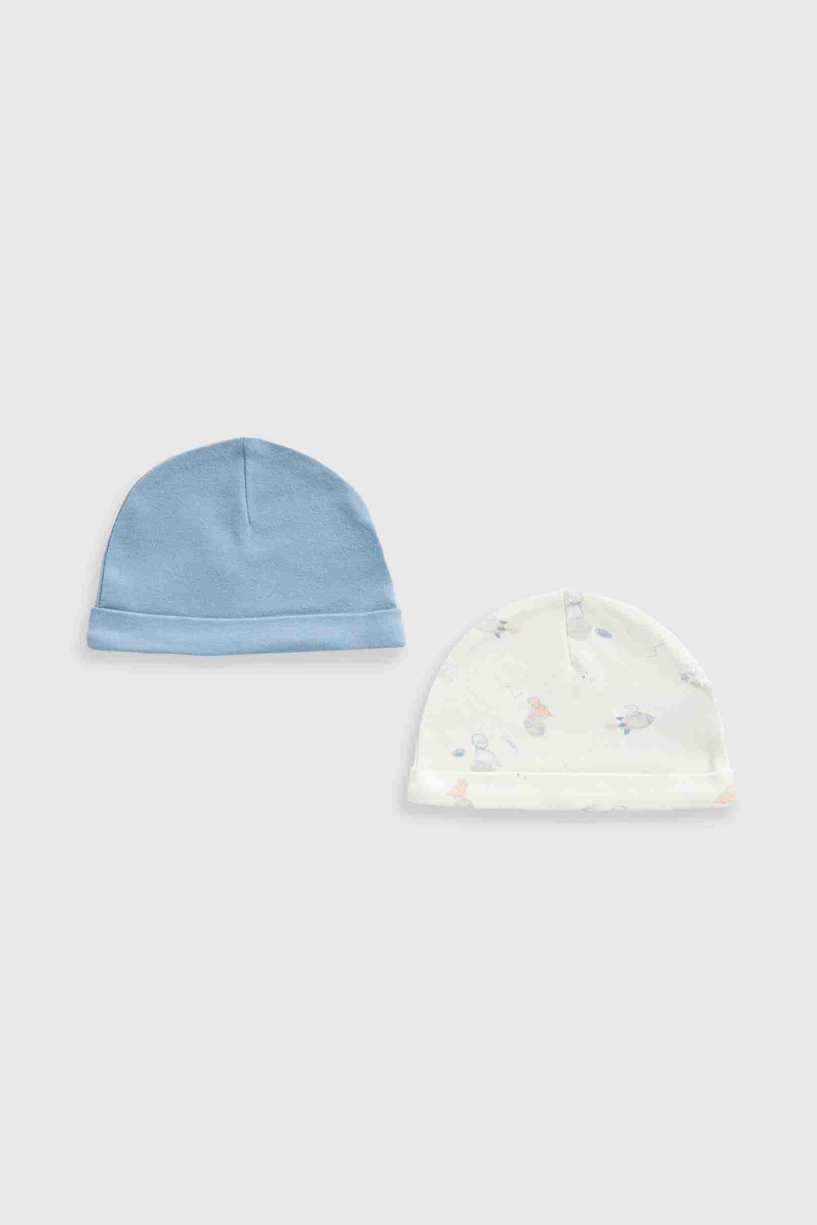 Mothercare Boys My First 100% Cotton Hats - Pack of 2 - Blue