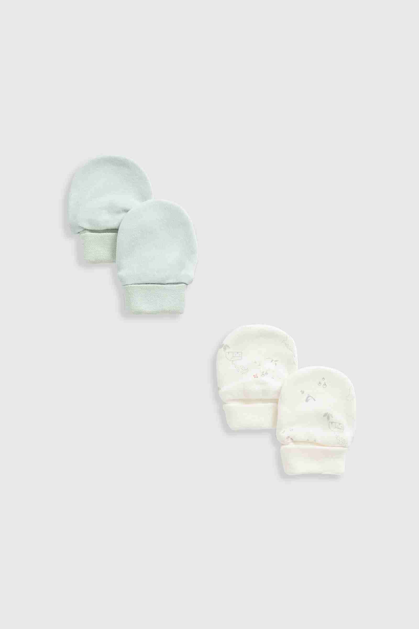 Mothercare Unisex My First 100% Cotton Mitts - Pack of 2 - Green
