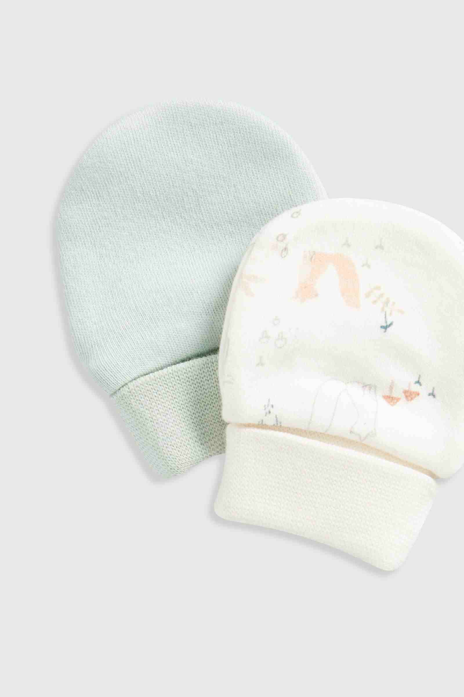 Mothercare Unisex My First 100% Cotton Mitts - Pack of 2 - Green