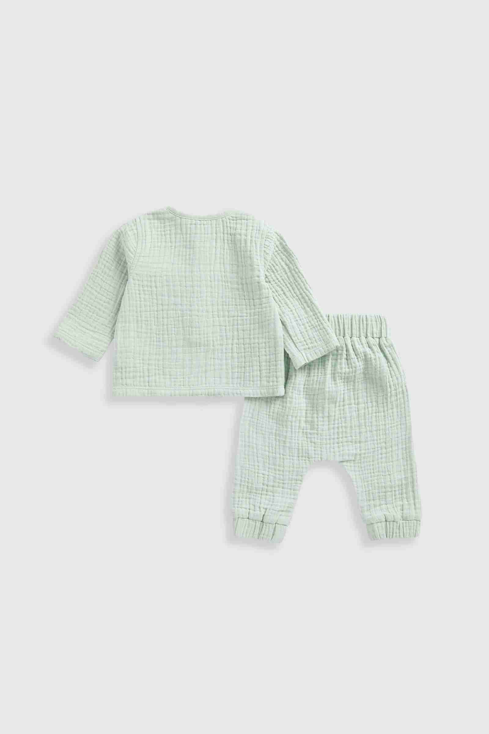 Mothercare Unisex My First 100% Cotton Long Sleeves T-Shirt and Jogger 2 - Piece Set - Cream