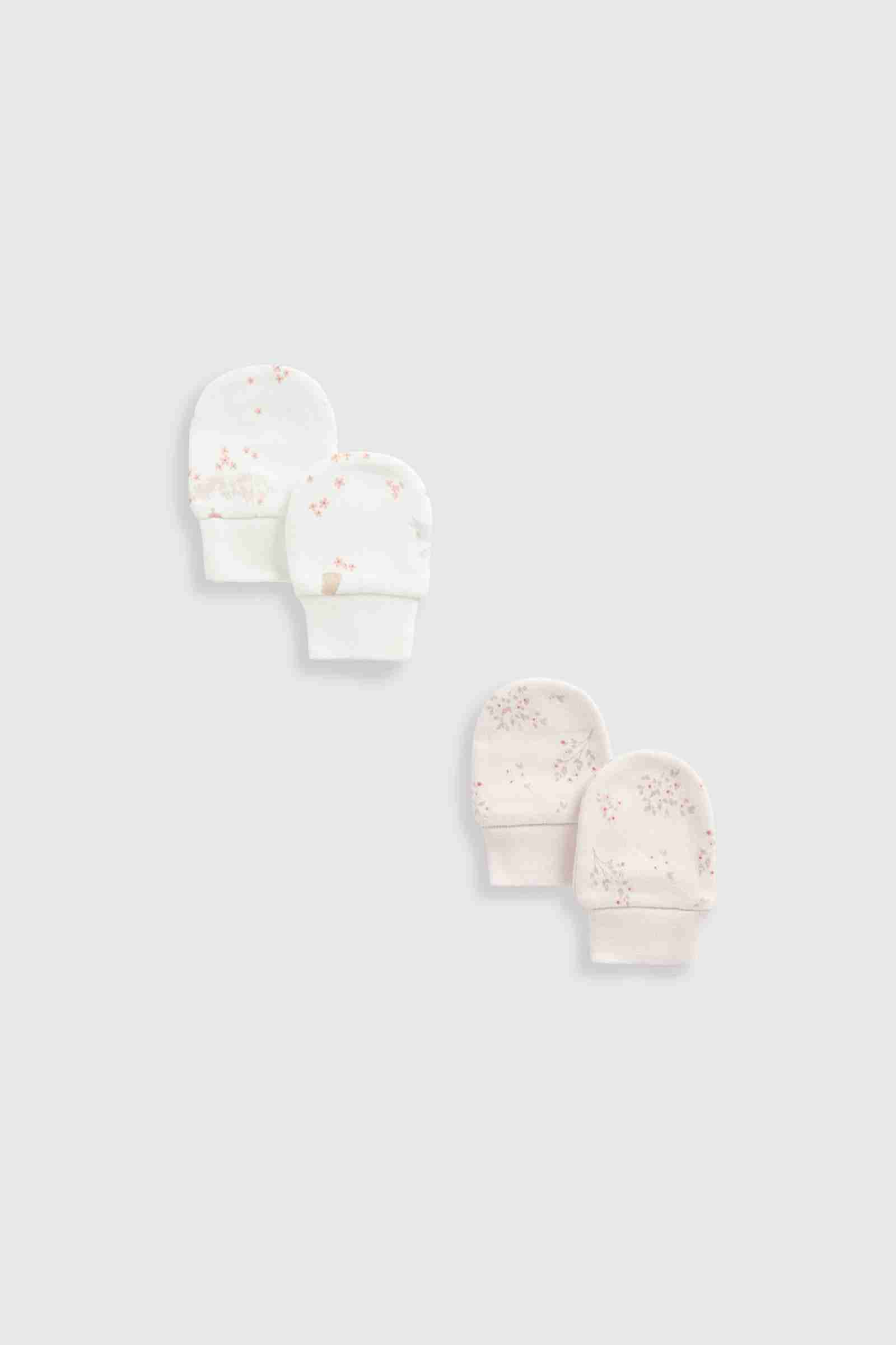 Mothercare Girls My First Classic Bunny 100% Cotton Mitts - Pack of 2 - White
