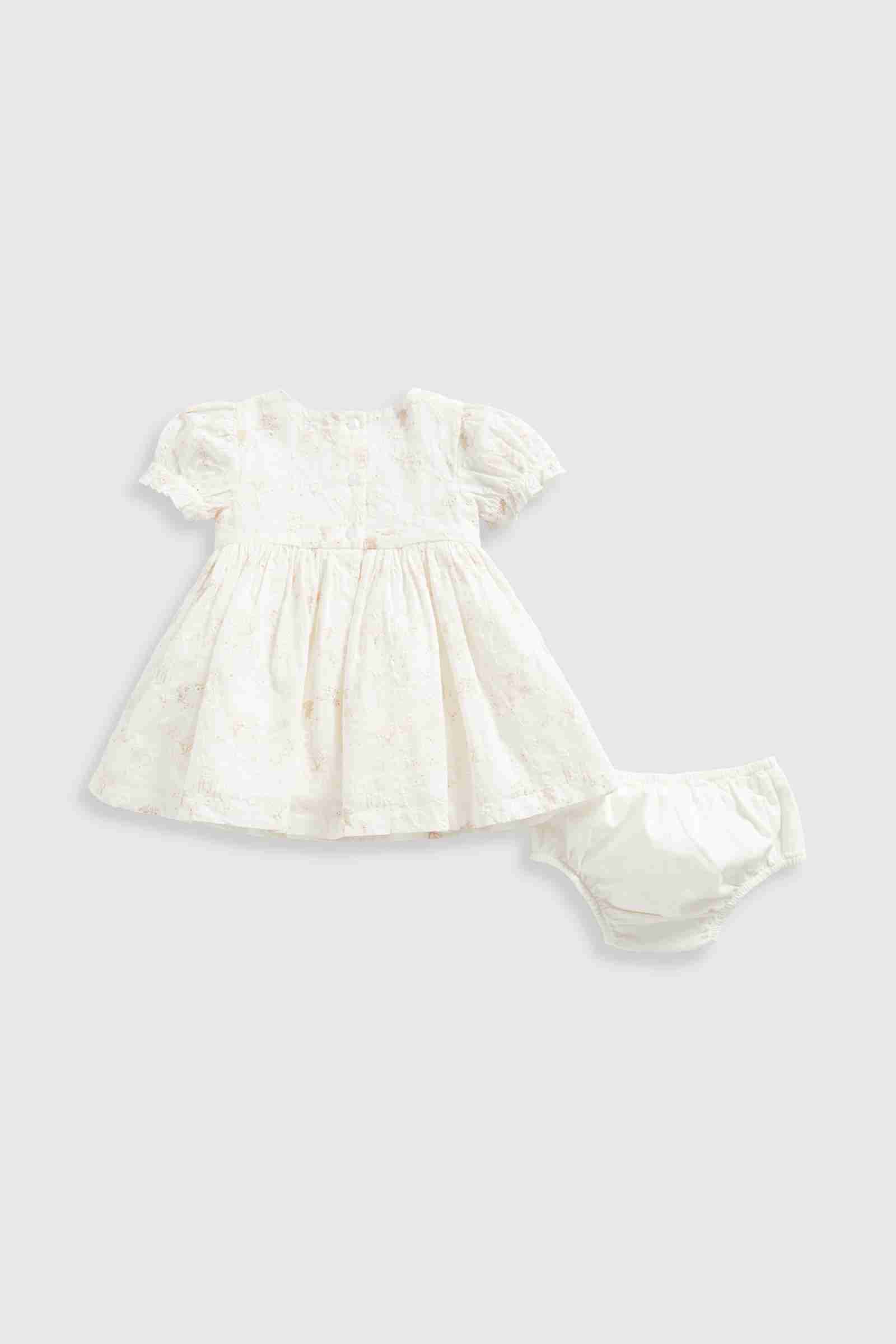Mothercare Girls My First Classic Bunny 100% Cotton Dress and Knickers 2 - Piece Set - White