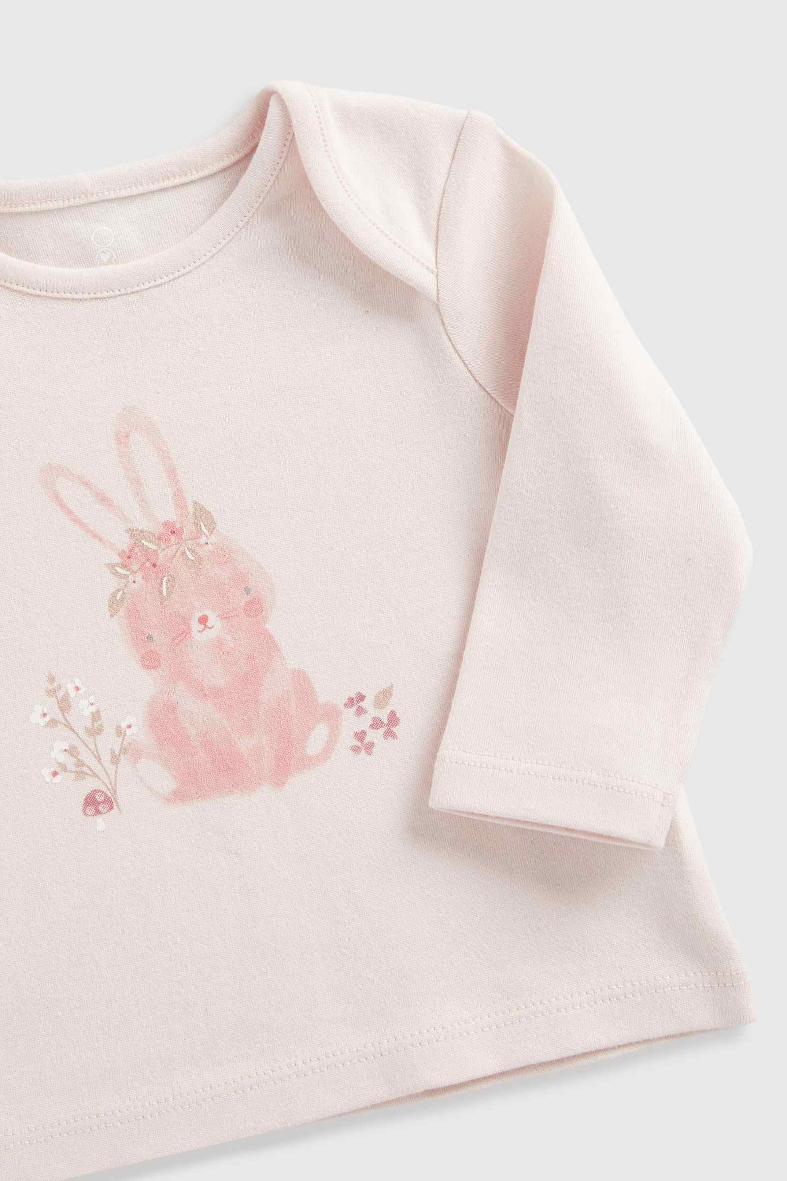 Mothercare Girls My First Classic Bunny 100% Cotton Long Sleeves Envelope Neck T-Shirt - ;Light Pink