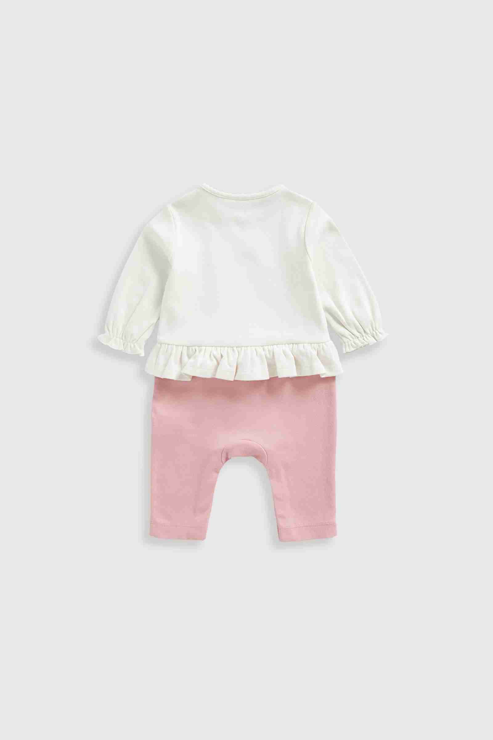 Mothercare Girls My First Woodland Long Sleeves Mock All - in - One - Light Pink