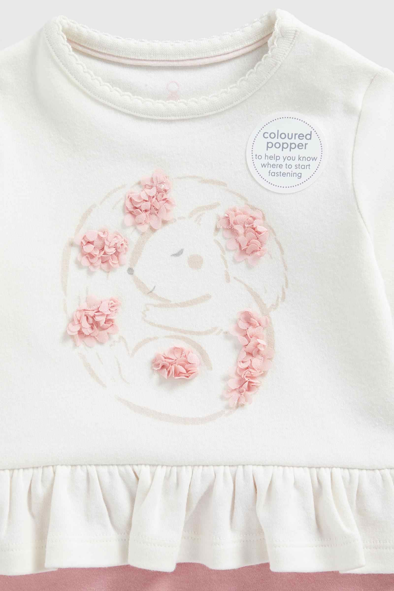 Mothercare Girls My First Woodland Long Sleeves Mock All - in - One - Light Pink