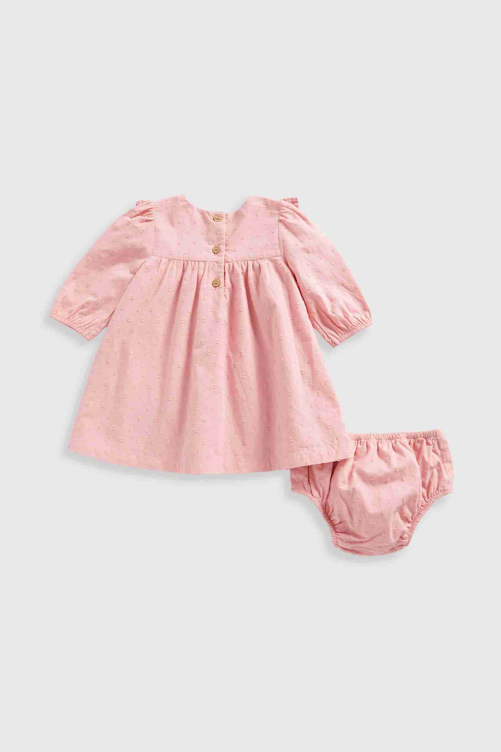 Mothercare Girls My First Woodland Friends 100% Cotton Woven Dress with Frill Detail - Light Pink