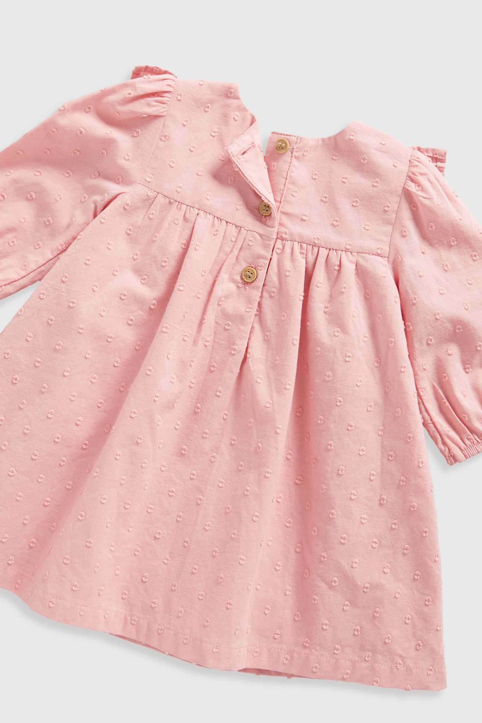 Mothercare Girls My First Woodland Friends 100% Cotton Woven Dress with Frill Detail - Light Pink
