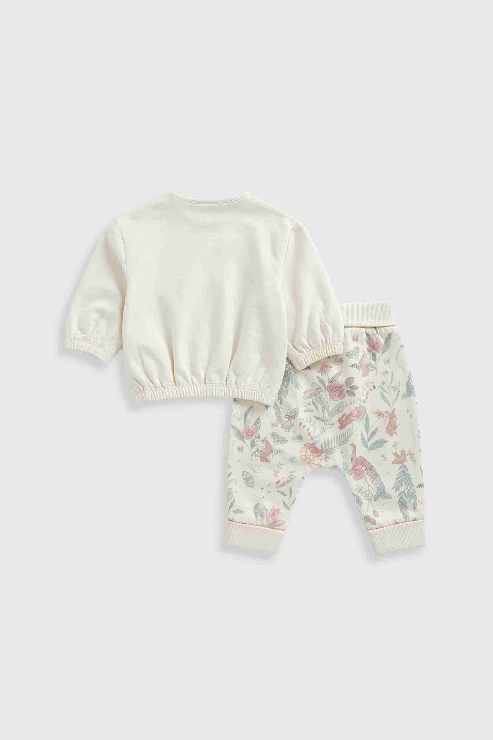 Mothercare Girls Enchanted Dream 100% Cotton Long - Sleeves 2 - Piece Jogger Set - Cream