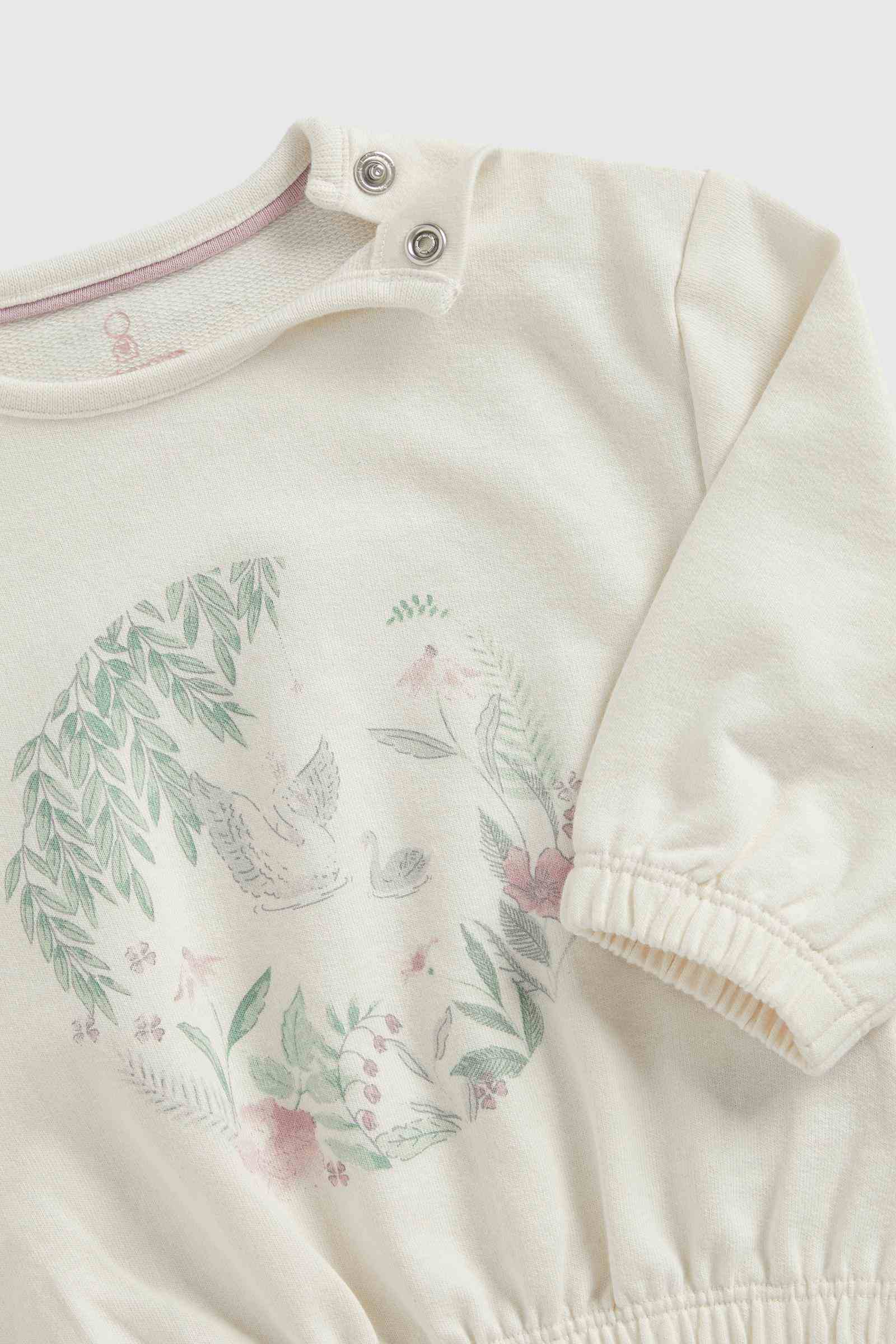 Mothercare Girls Enchanted Dream 100% Cotton Long - Sleeves 2 - Piece Jogger Set - Cream