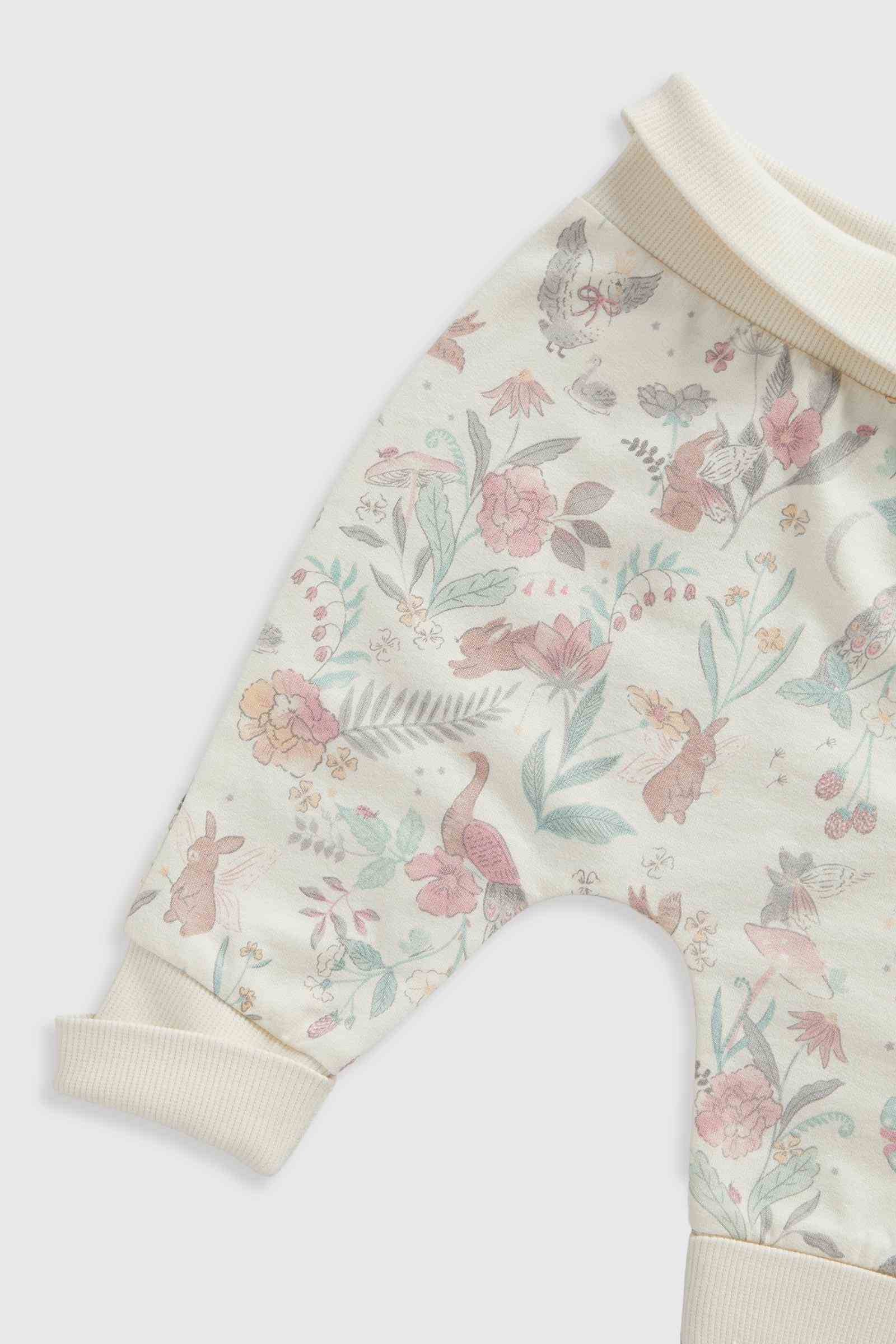 Mothercare Girls Enchanted Dream 100% Cotton Long - Sleeves 2 - Piece Jogger Set - Cream