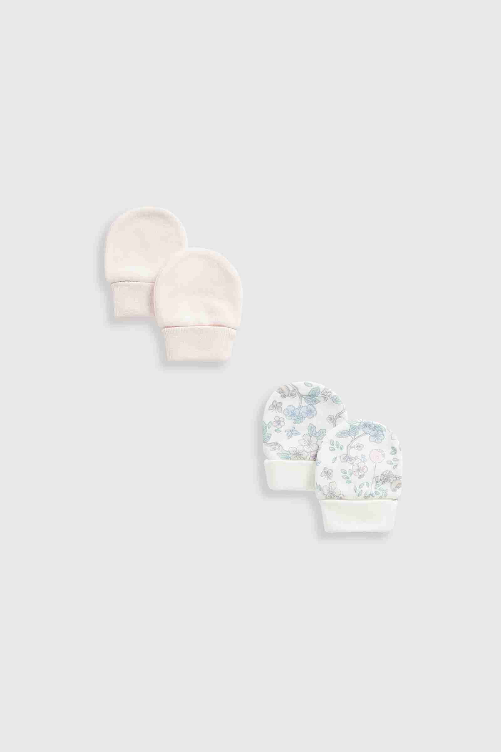 Mothercare Girls Pretty Bird 100% Cotton Mitts - Pack of 2 - White