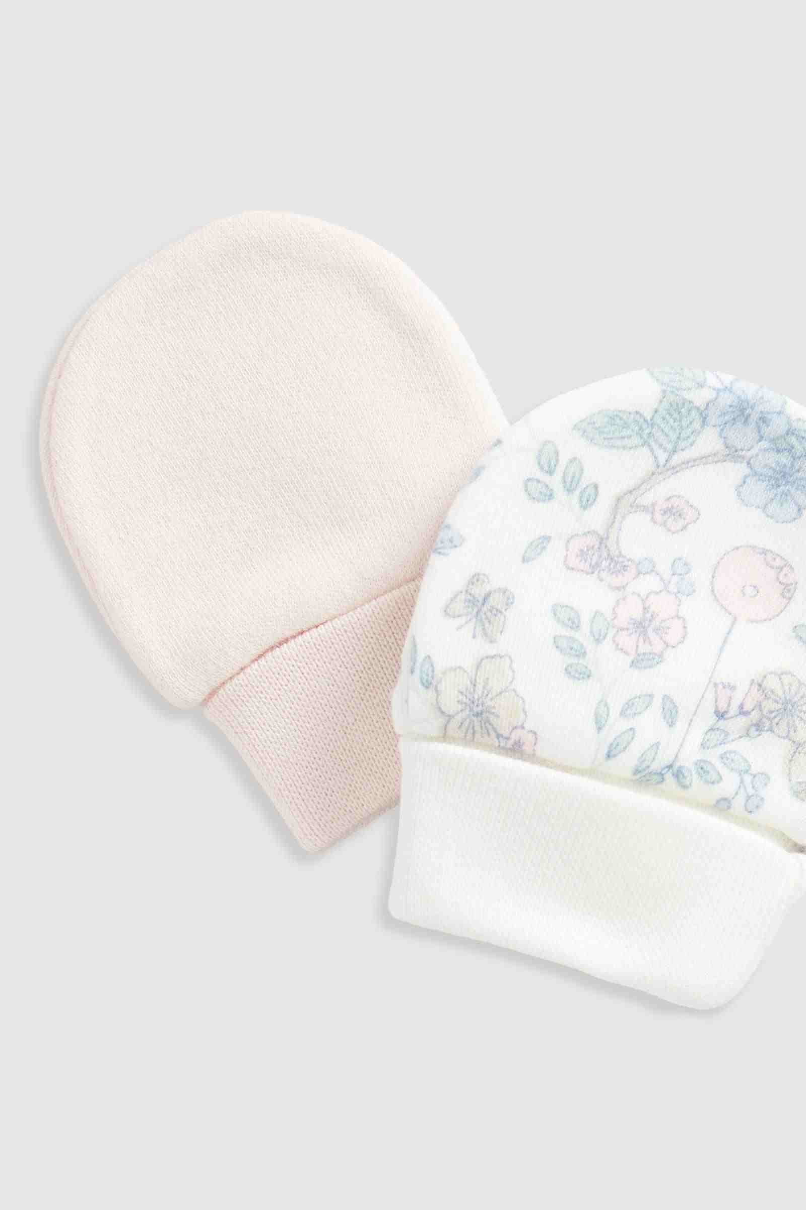 Mothercare Girls Pretty Bird 100% Cotton Mitts - Pack of 2 - White