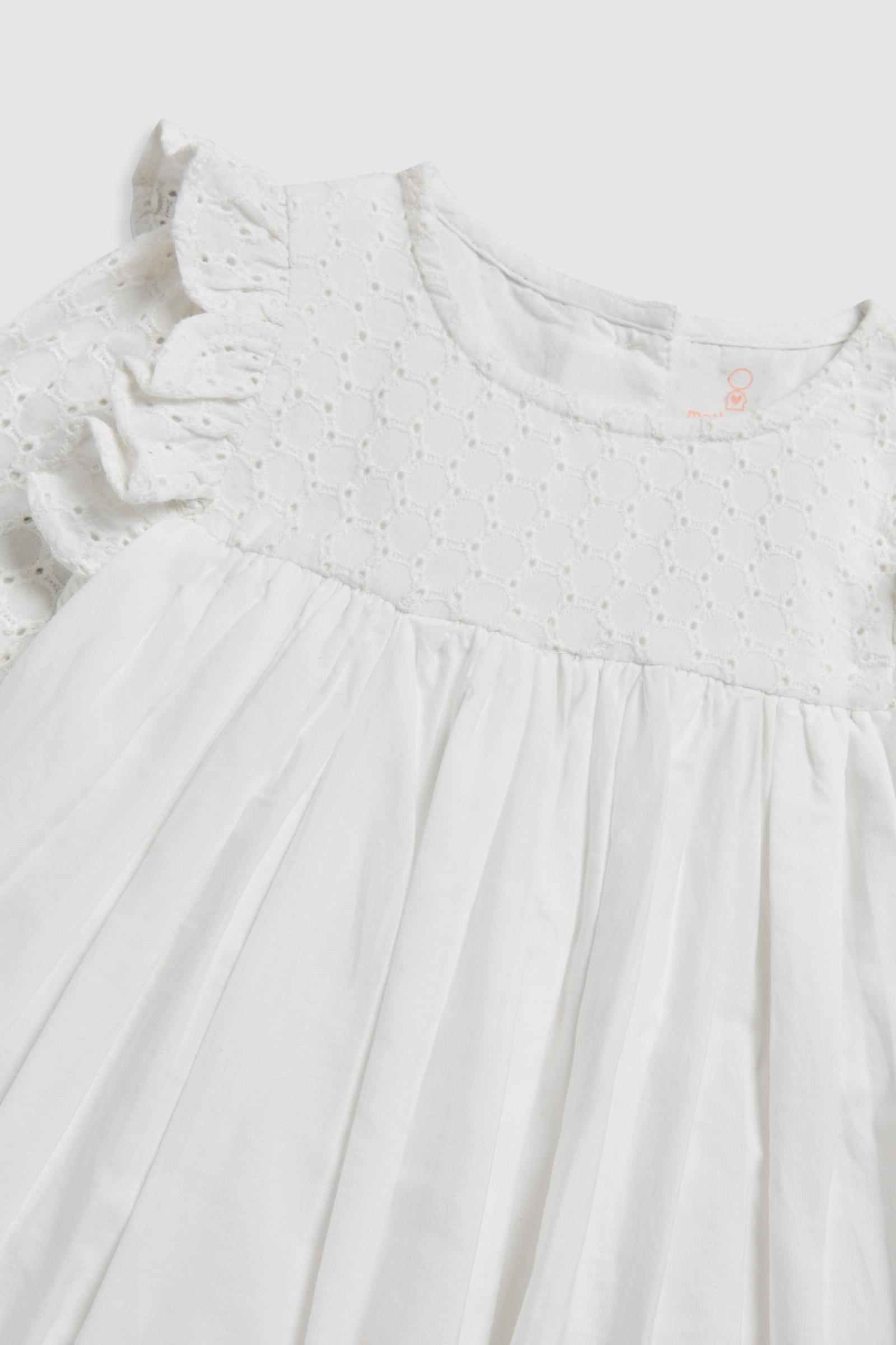 Mothercare Girls Pretty Bird 100% Cotton Occasion Dress and Knickers 2 - Piece Set - White