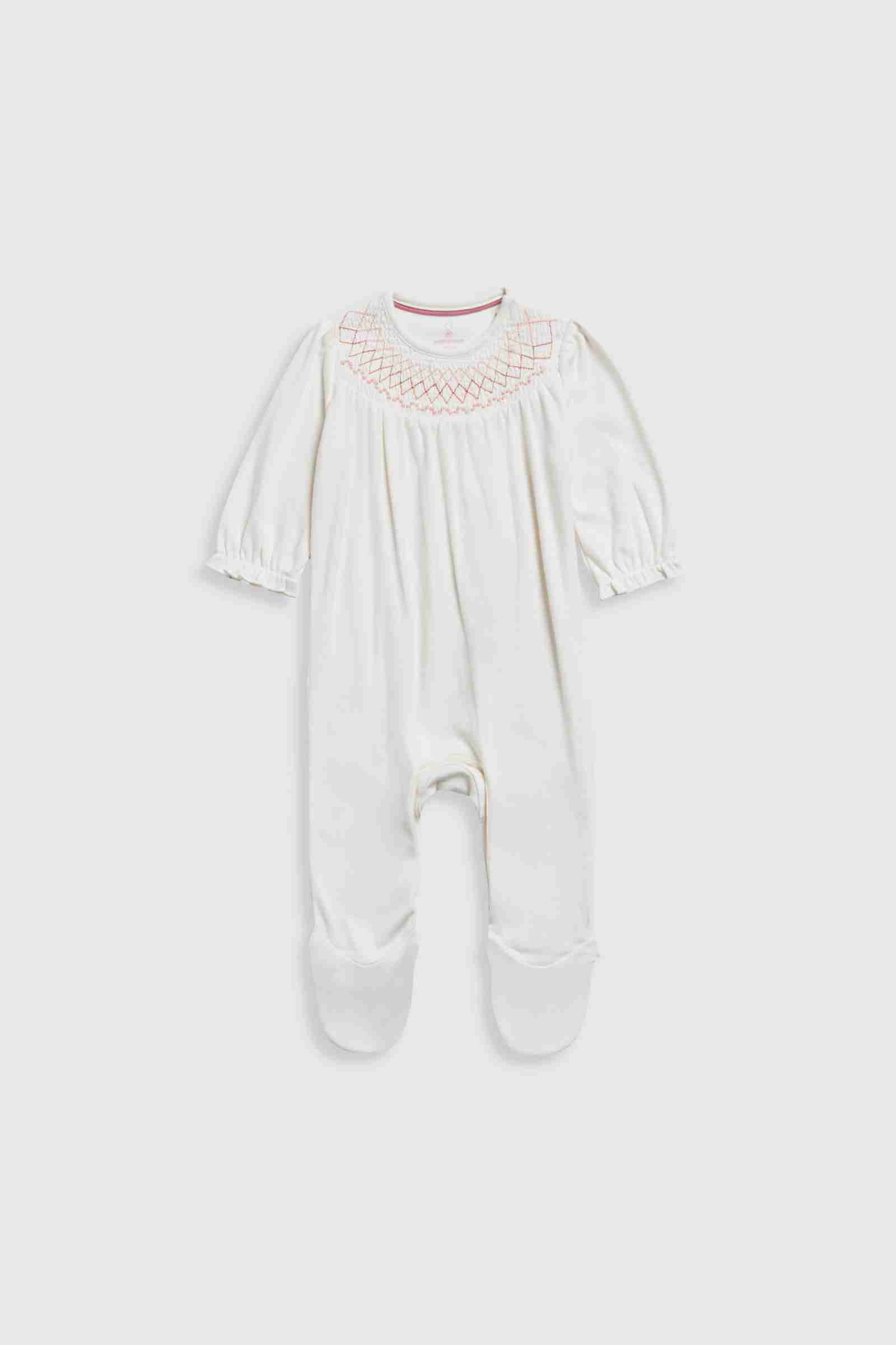 Mothercare Girls Highland Meadow Long Sleeves Smocked All - in - One - Cream