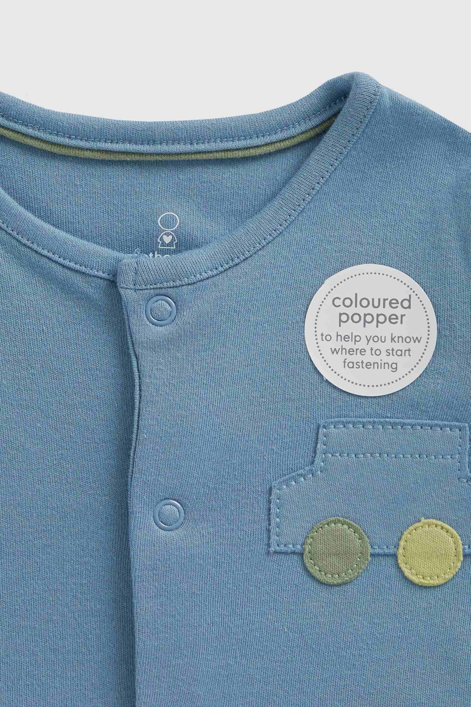 Mothercare Boys Transport 100% Cotton Long - Sleeves All - in - Ones - Pack of 3 - Blue