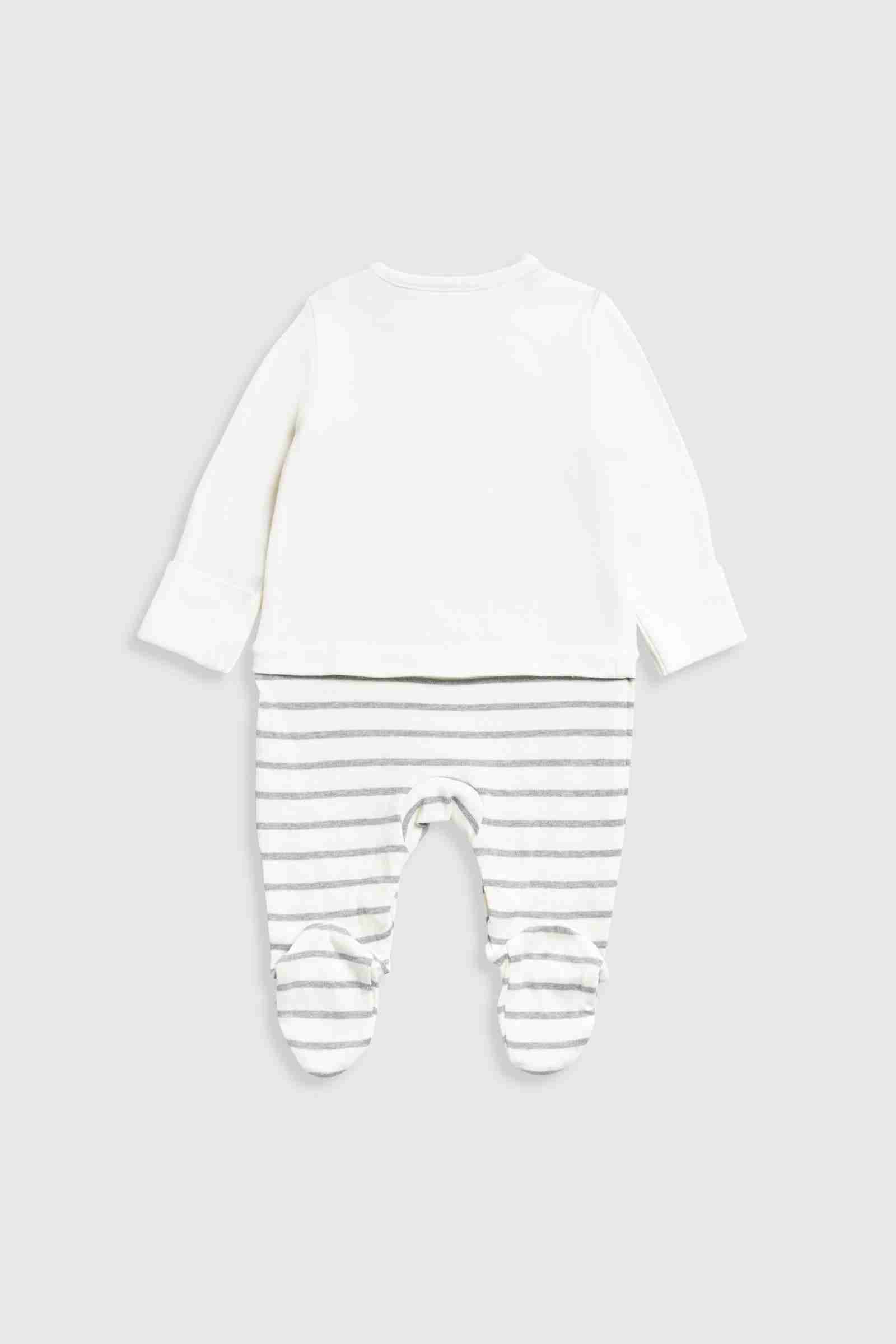 Mothercare Boys Gentle Dinosaur Long Sleeves Mock All - in - One - Cream