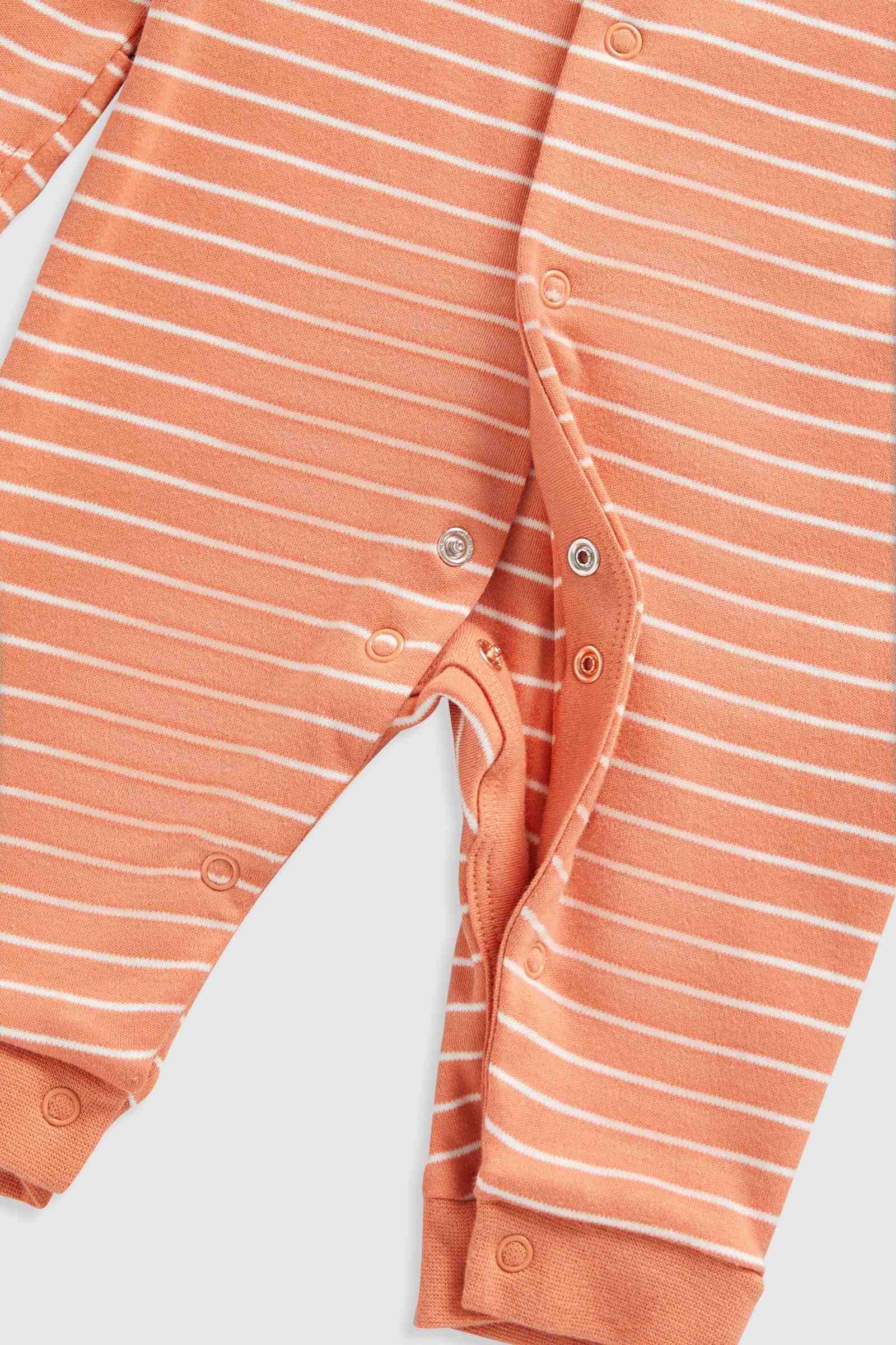 Mothercare Essentials Boys Striped 100% Cotton Long Sleeves Footless Sleepsuits - Pack of 3 - Yellow
