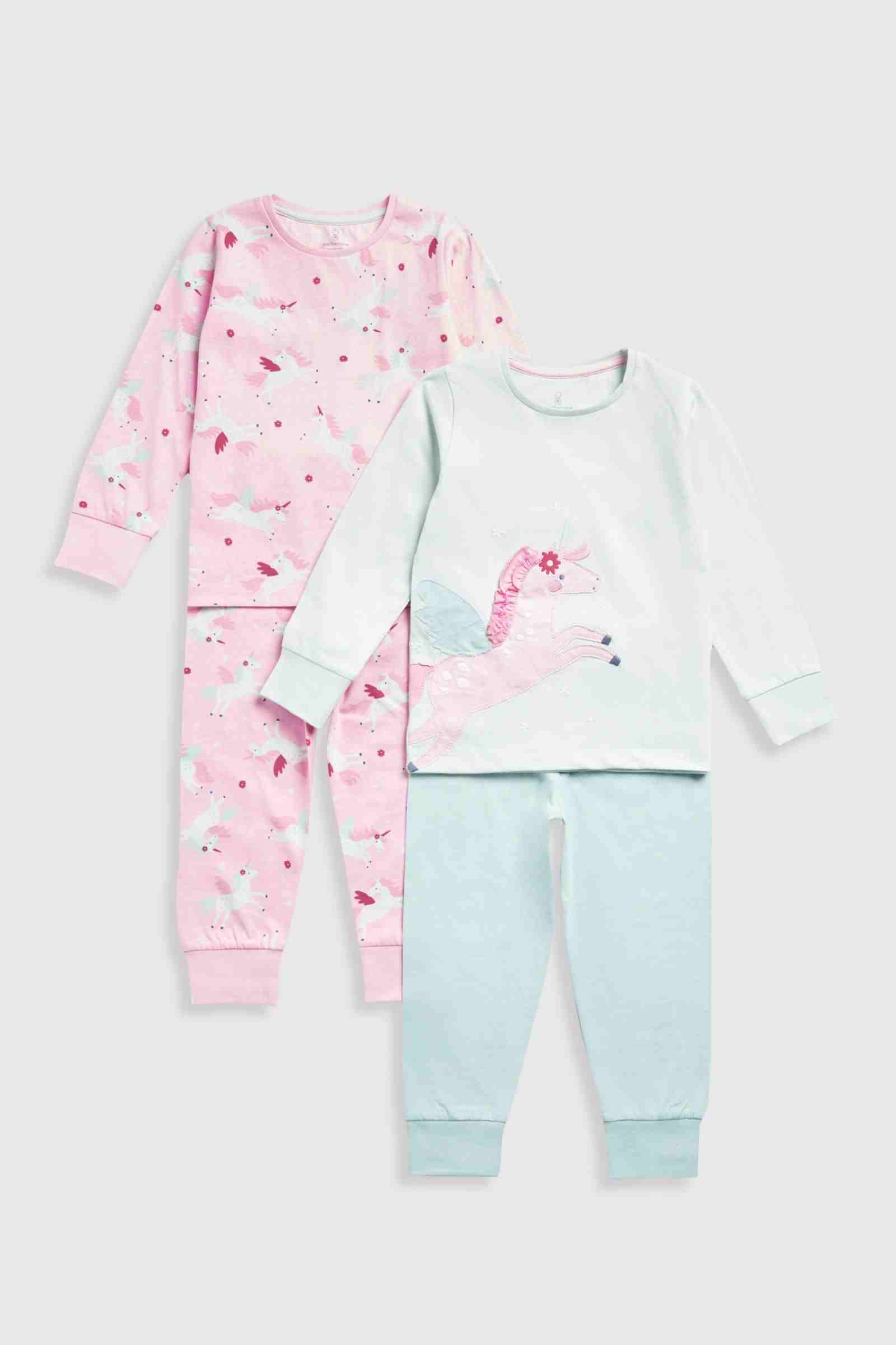 Mothercare Girls Party Horse Long Sleeves 100% Cotton 4 - Piece Pyjama Set - Pink