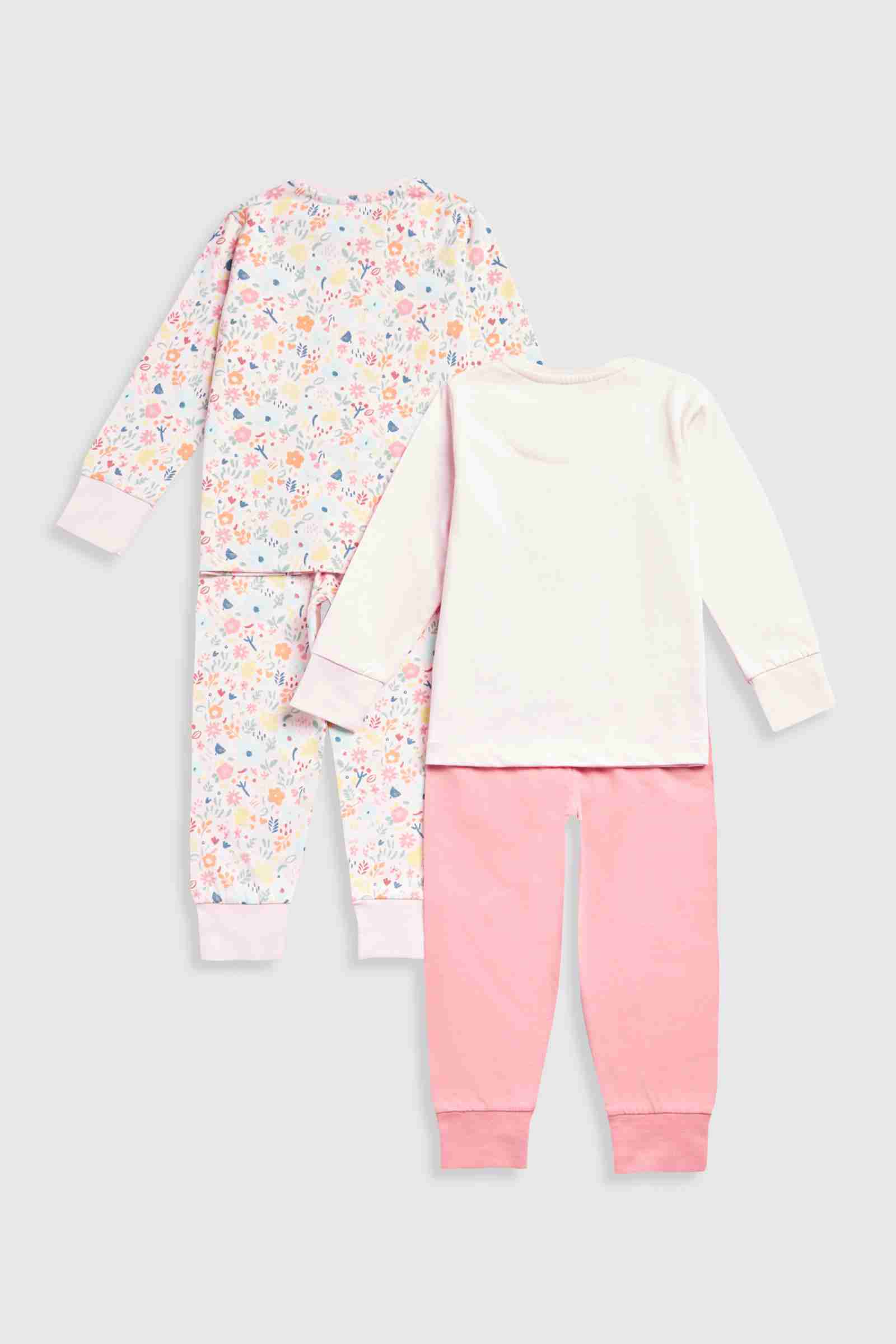 Mothercare Girls Squirrel Long Sleeves 100% Cotton 4 - Piece Pyjama Set - Pink